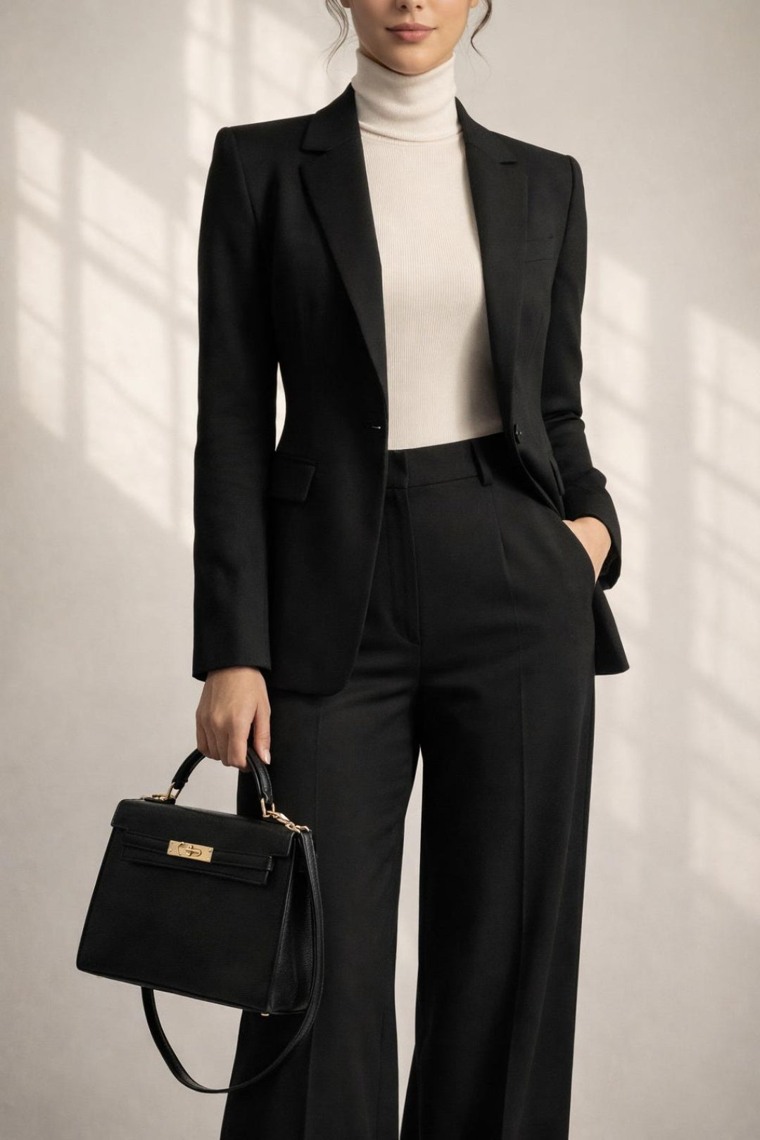 Black Top Handle Satchel Tote Bag, Image 1 of 5