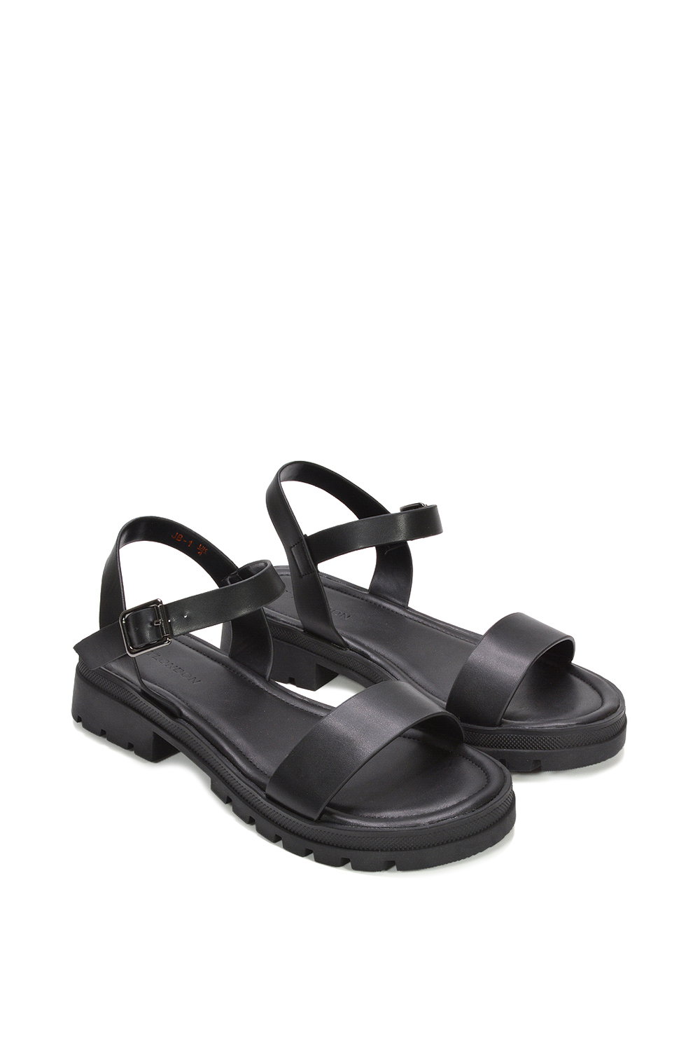 Black 'Sorella' Low Heel Chunky Sandals With Ankle Strap, Image 5 of 6
