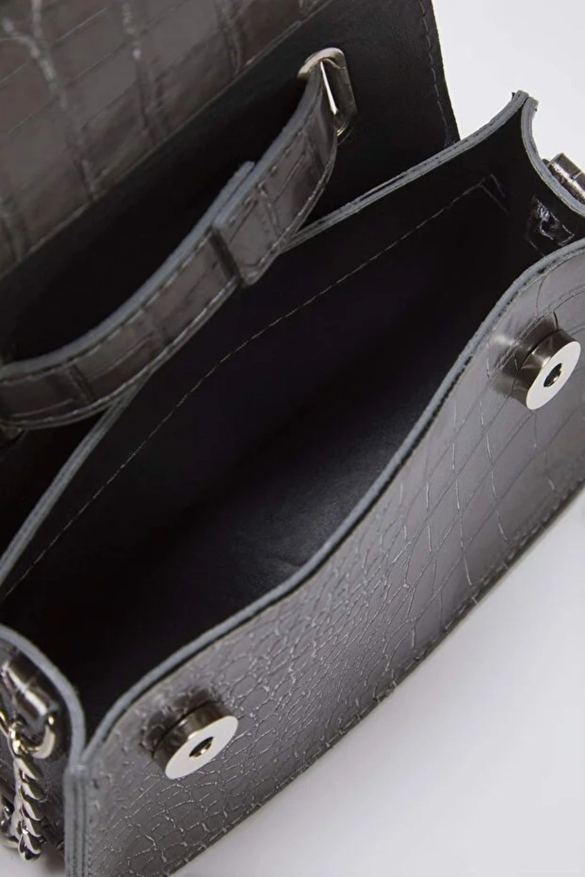 Silver Textured Crossbody Mini City Bag, Image 2 of 3