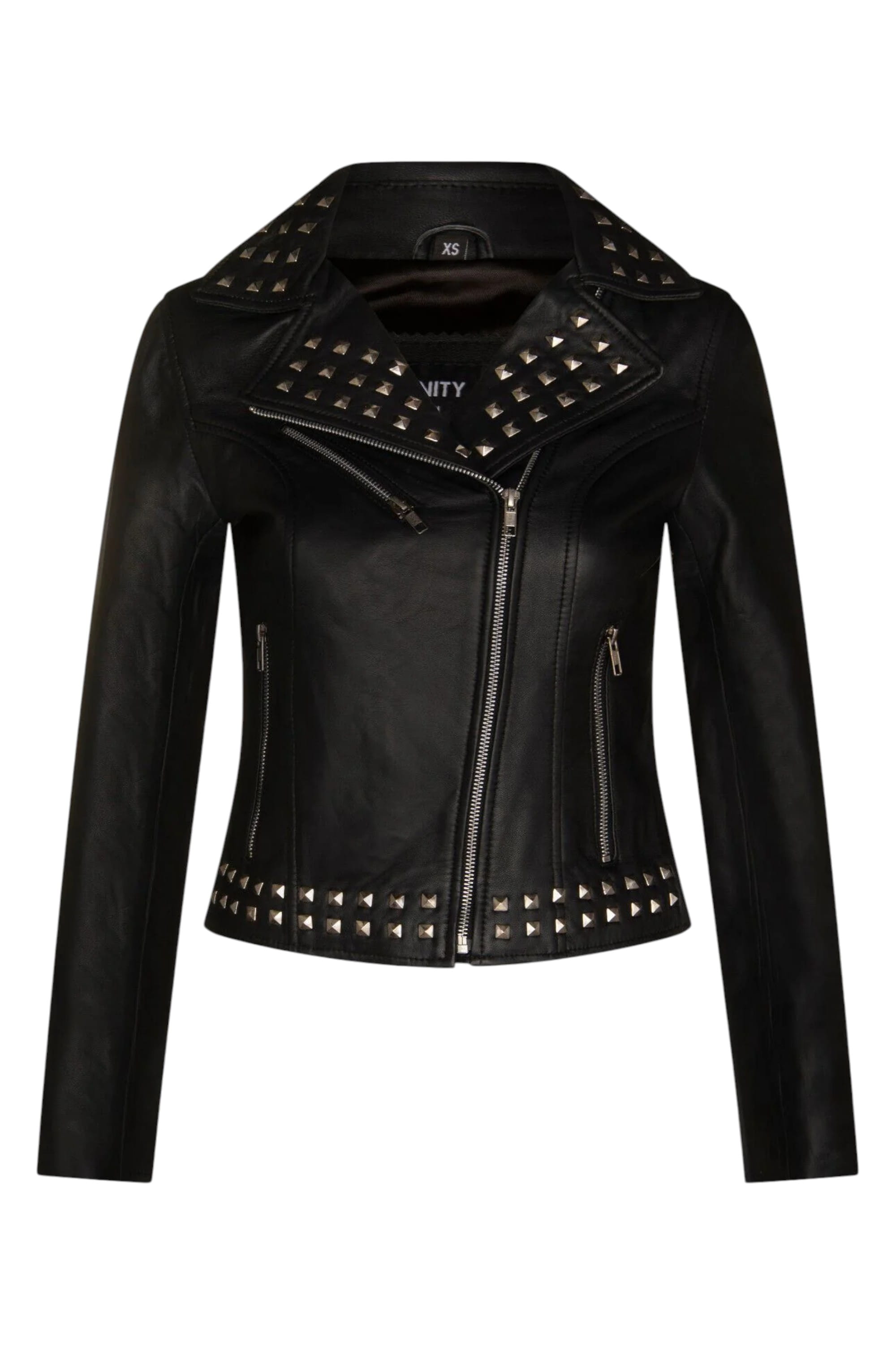 Black Gothic Biker Stud Leather Jacket -Bilbao, Image 2 of 4
