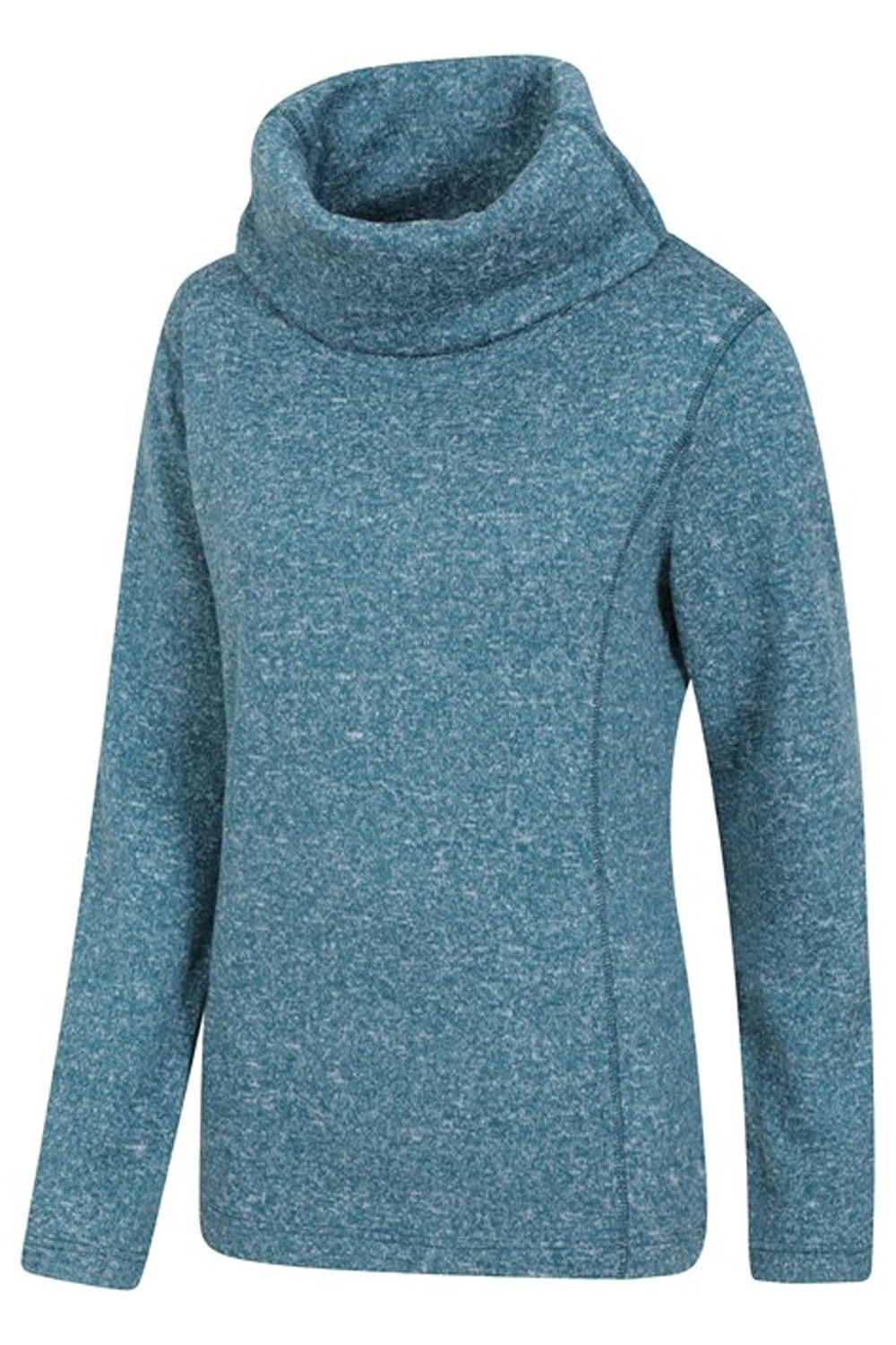 Teal Cowl Neck Fleece Top, Image 3 of 4