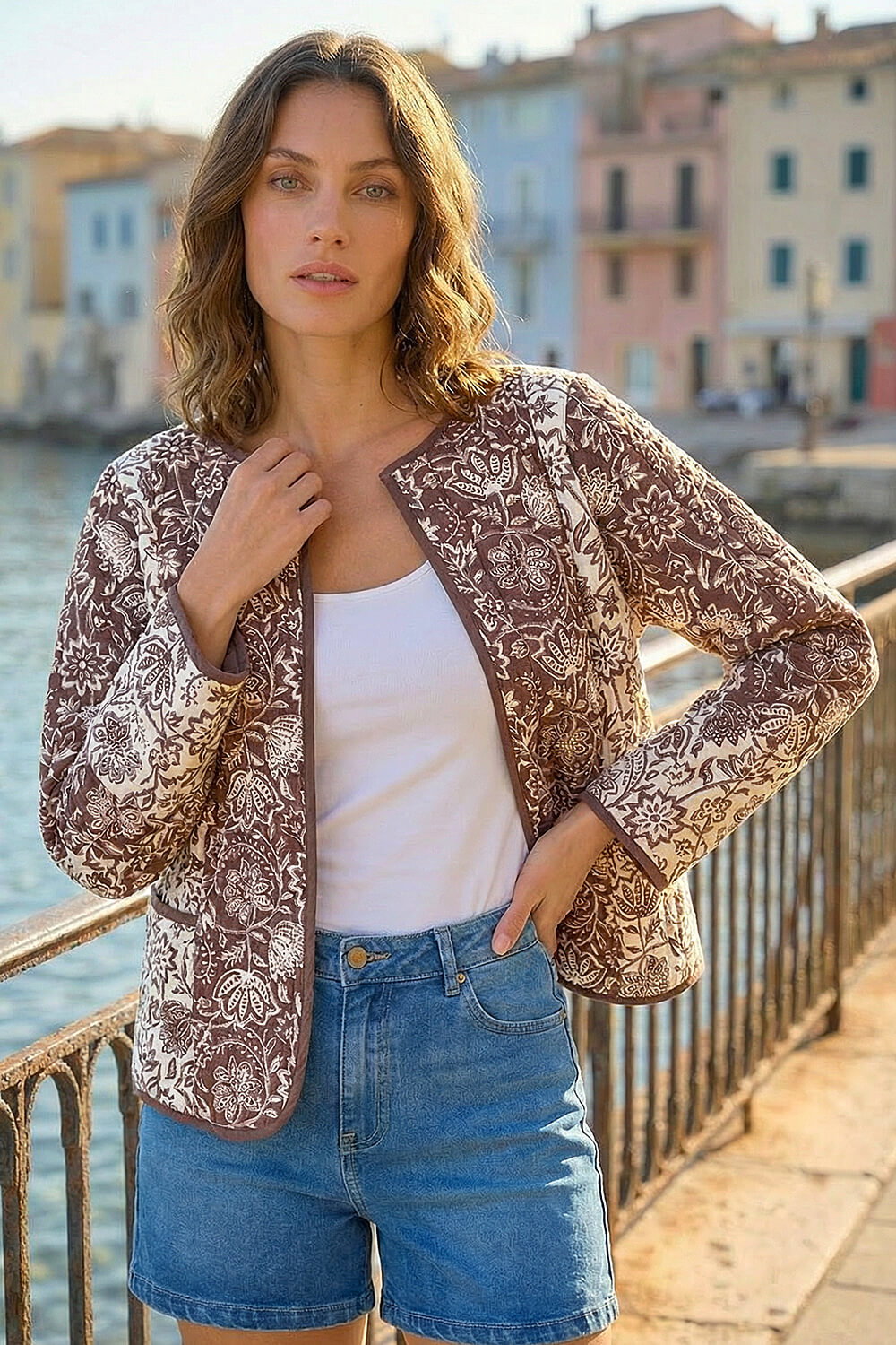 Chocolate Petite Quilted Puffer Jacket, Image 1 of 4