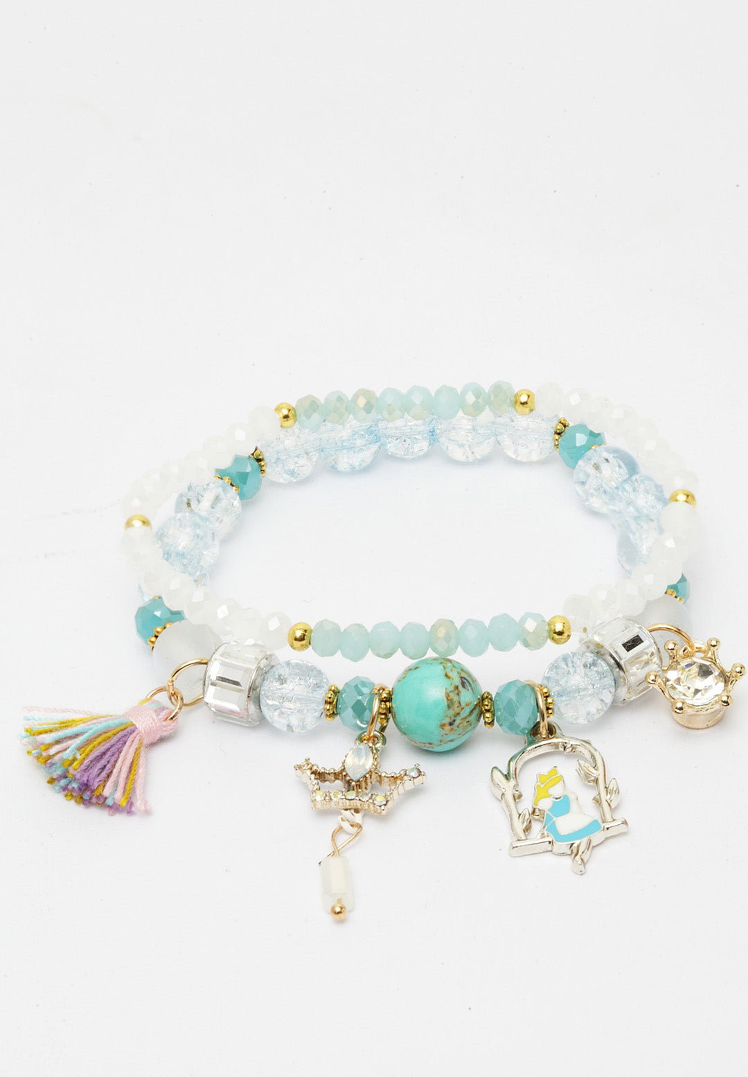 Blue Double String Boho Bracelets With Tassel And Charms