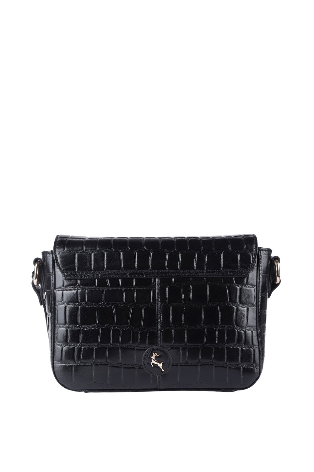 Black 'Elegance' Croc Embossed Leather Cross Body Bag, Image 5 of 5