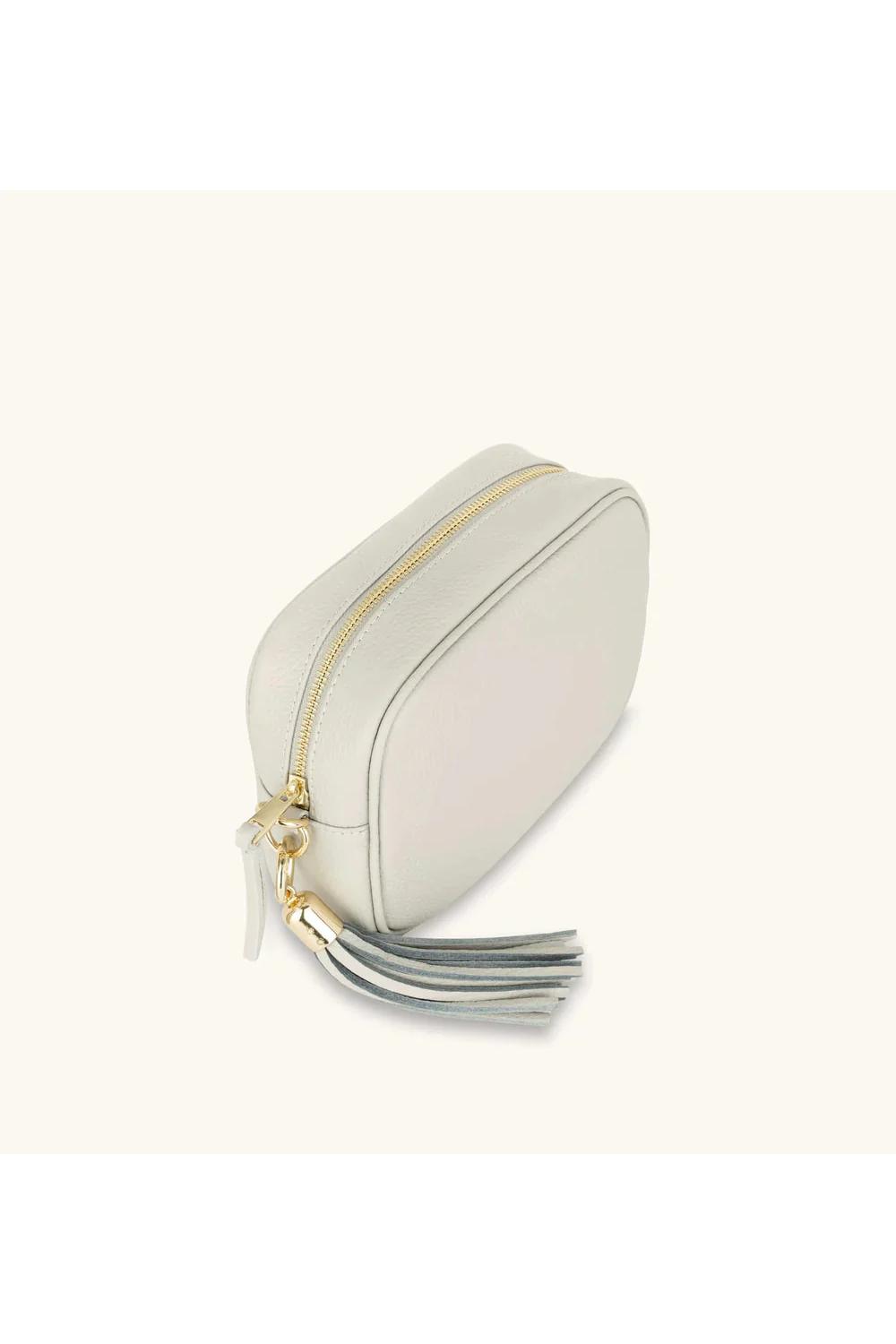 Light Grey The Tassel Light Grey Leather Crossbody Bag, Image 2 of 5