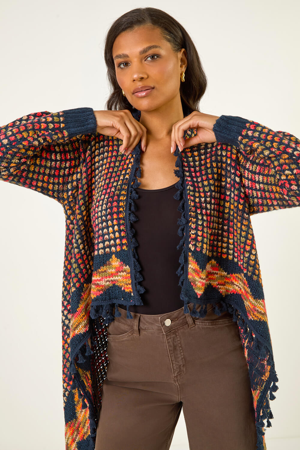 Navy Ombre Tassle Cardigan, Image 5 of 5