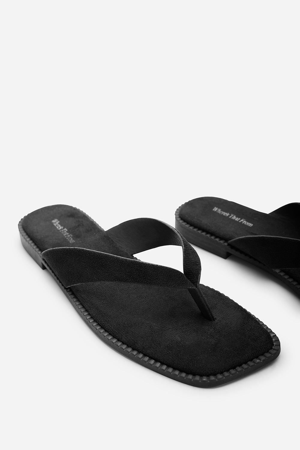 Black Where's That From Black Lirena Square Toe Flip Flop Sandal, Image 5 of 6