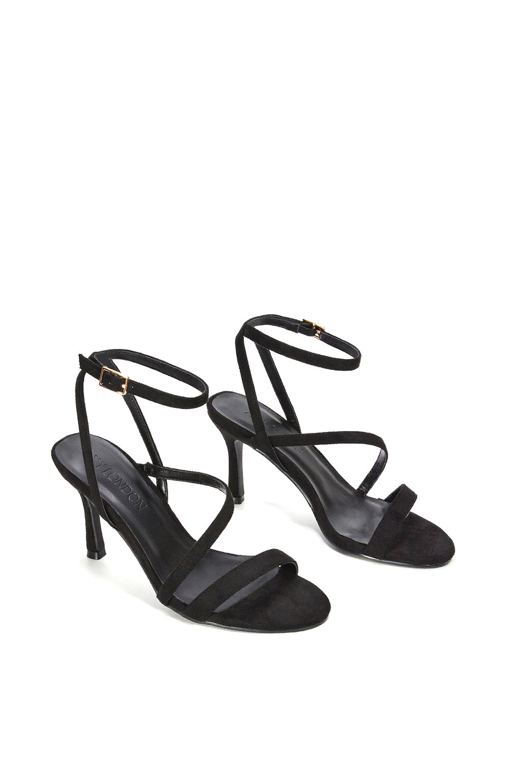 Black XY LONDON Black 'Sherry'' Strappy Barely There Stilettos Heel Shoes, Image 5 of 5