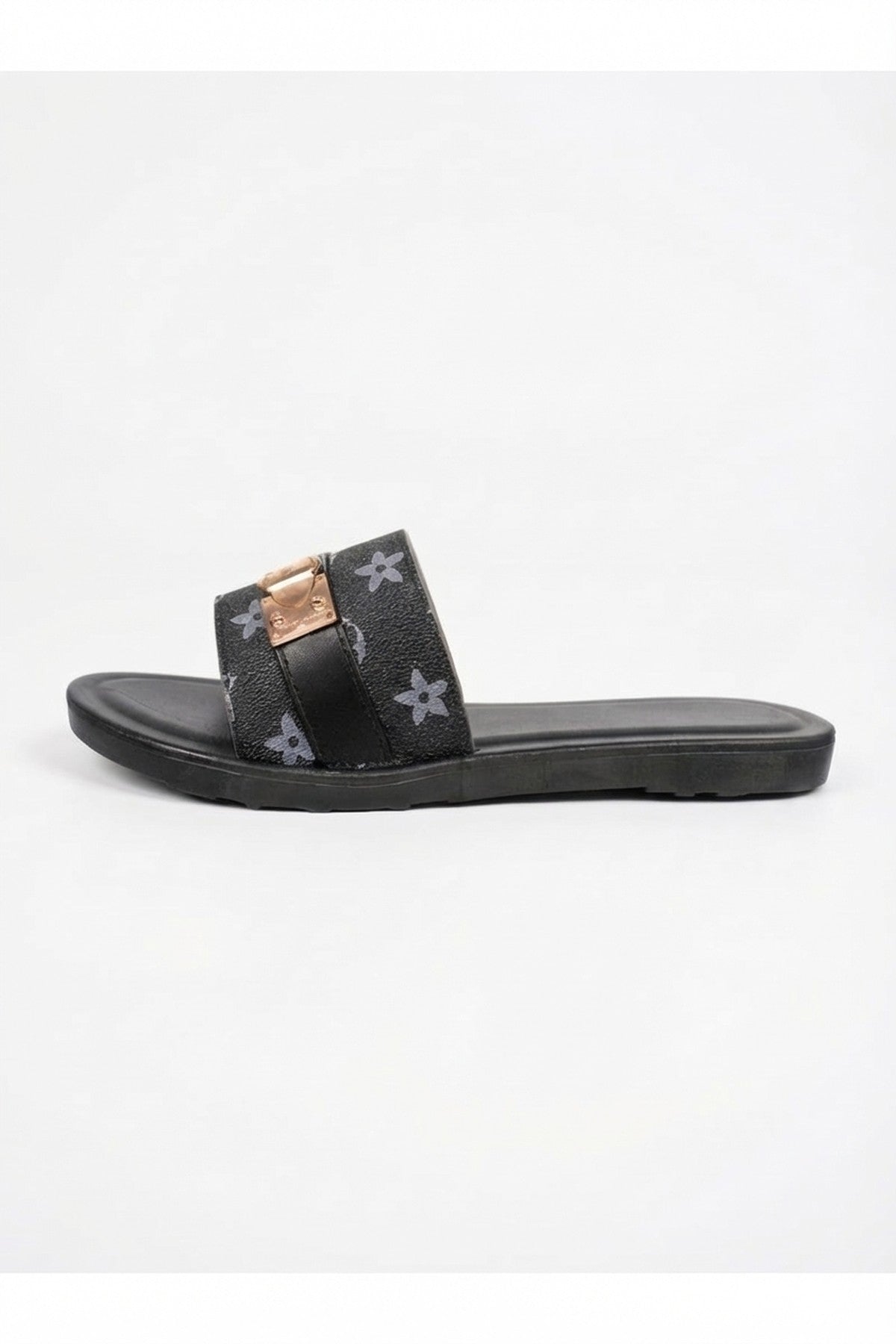 Black 3694 Black Amber Patterned Slider Sandals, Image 3 of 8