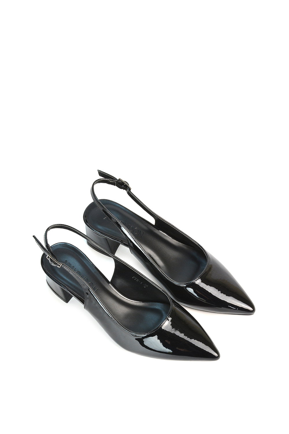 Black 'Devon' Court Shoe Block Heels With Slingback, Image 4 of 6
