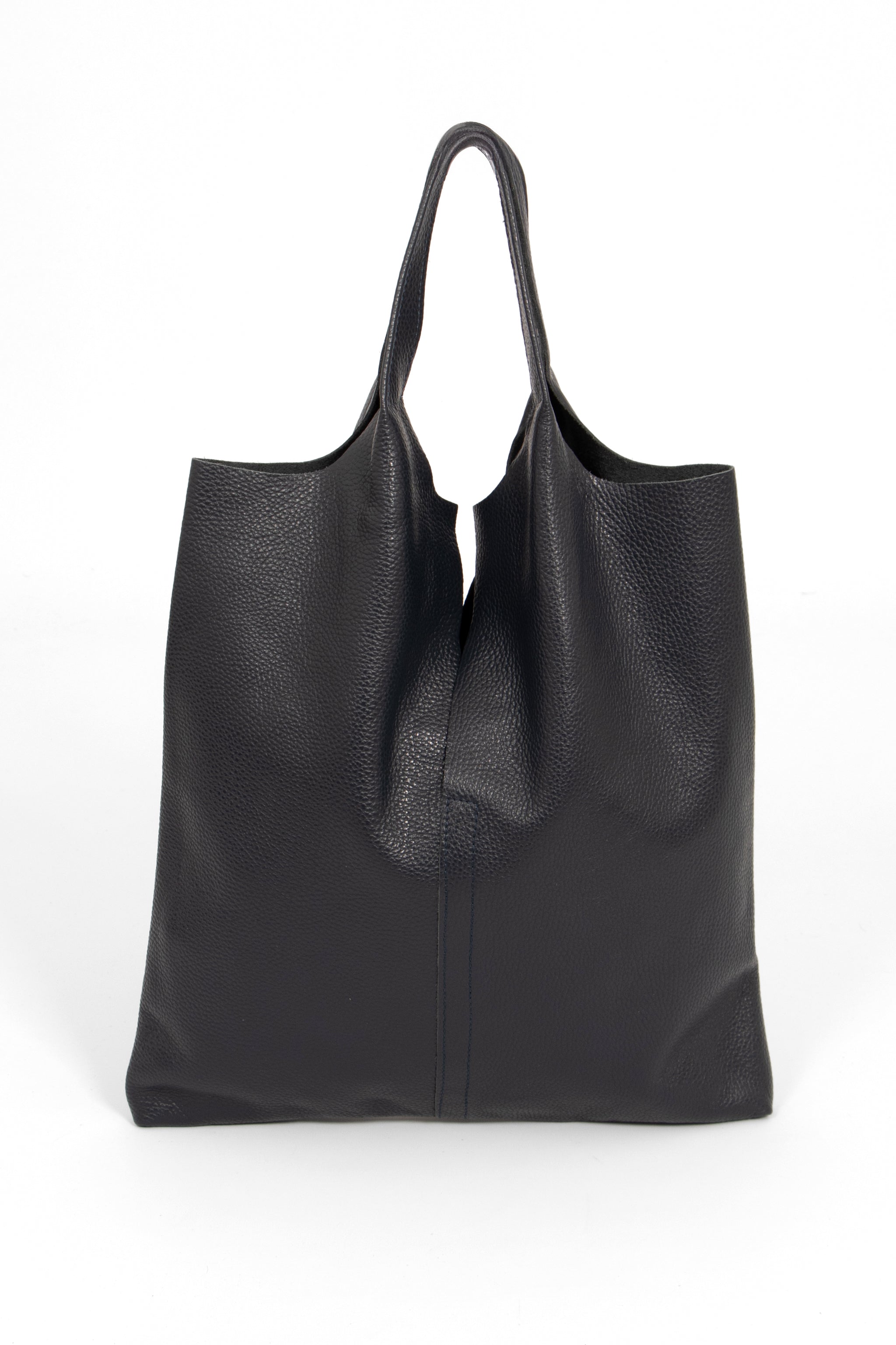 Navy Blue Italian Leather Shoulder Bag, Image 1 of 5