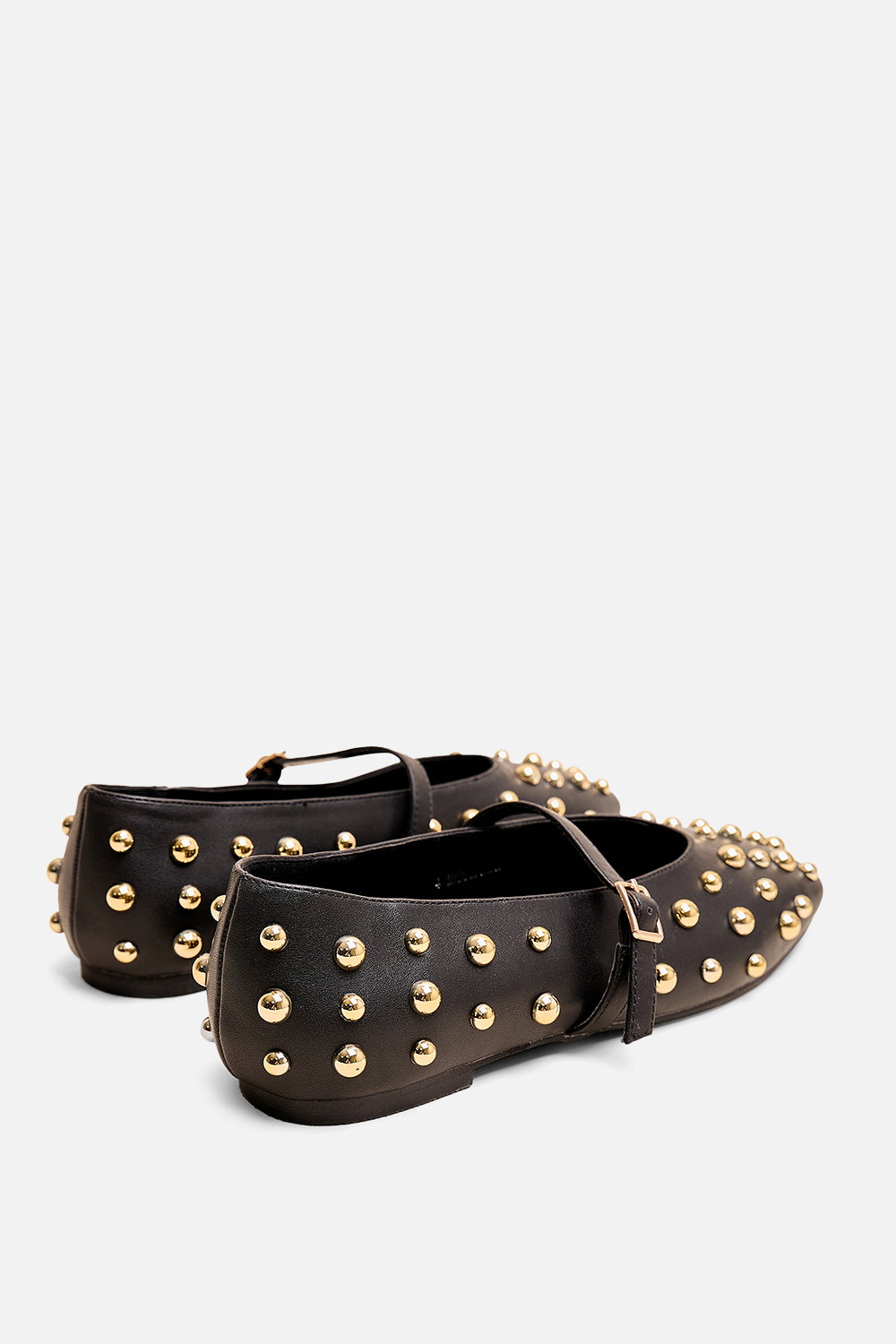 Black Elsie Black Studded Ballerina Flats, Image 2 of 4