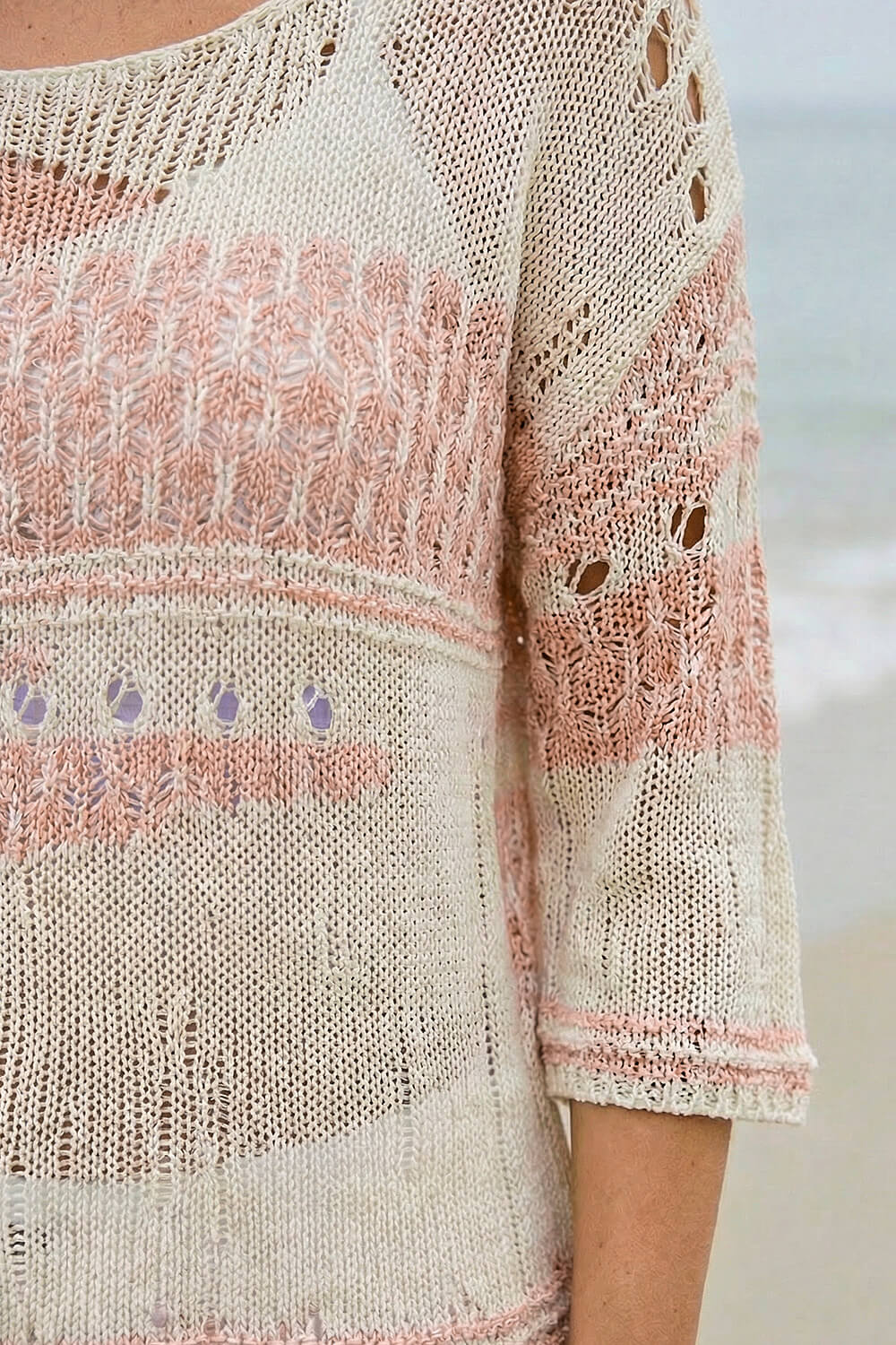 Light Pink Textured Abstract Knit Jumper, Image 4 of 4