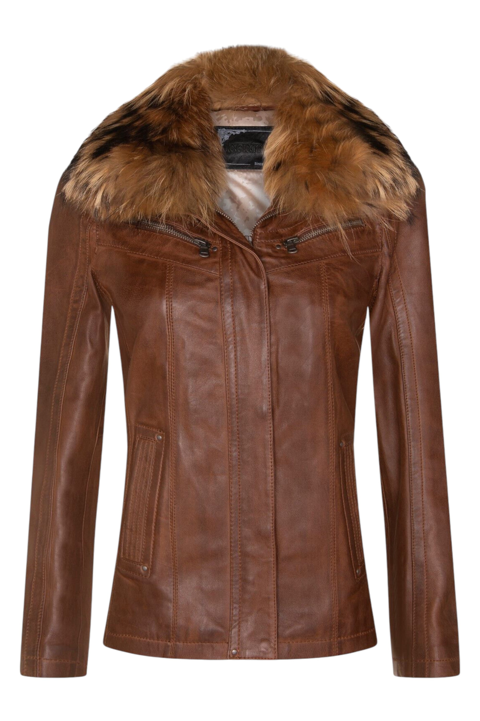 Tan Womens Leather Parker Jacket - Arvada, Image 2 of 5
