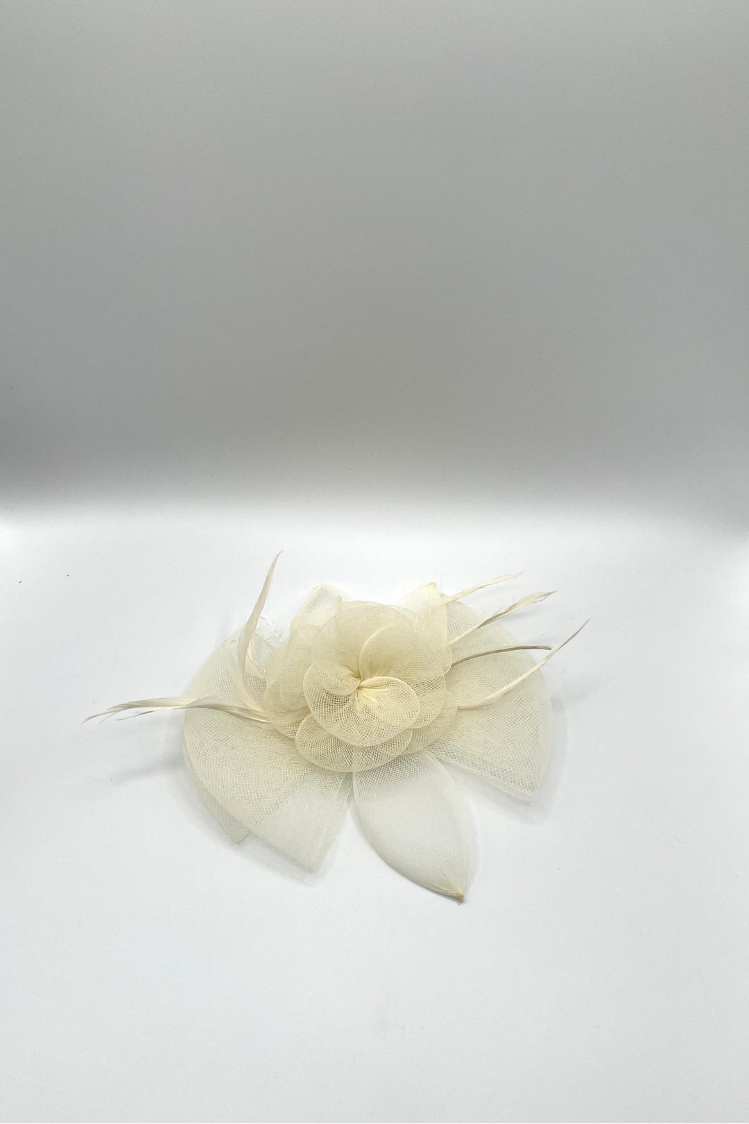 Cream Rosette Bow Fascinator in Cream, Image 2 of 2