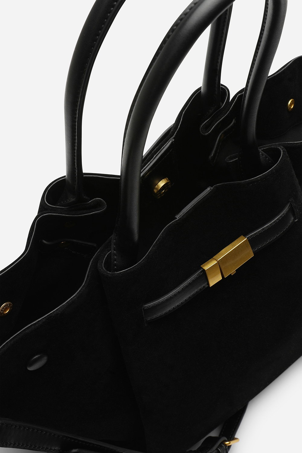 Black Where's That From Black 'Dove' Suede Handheld Tote Bag, Image 2 of 6