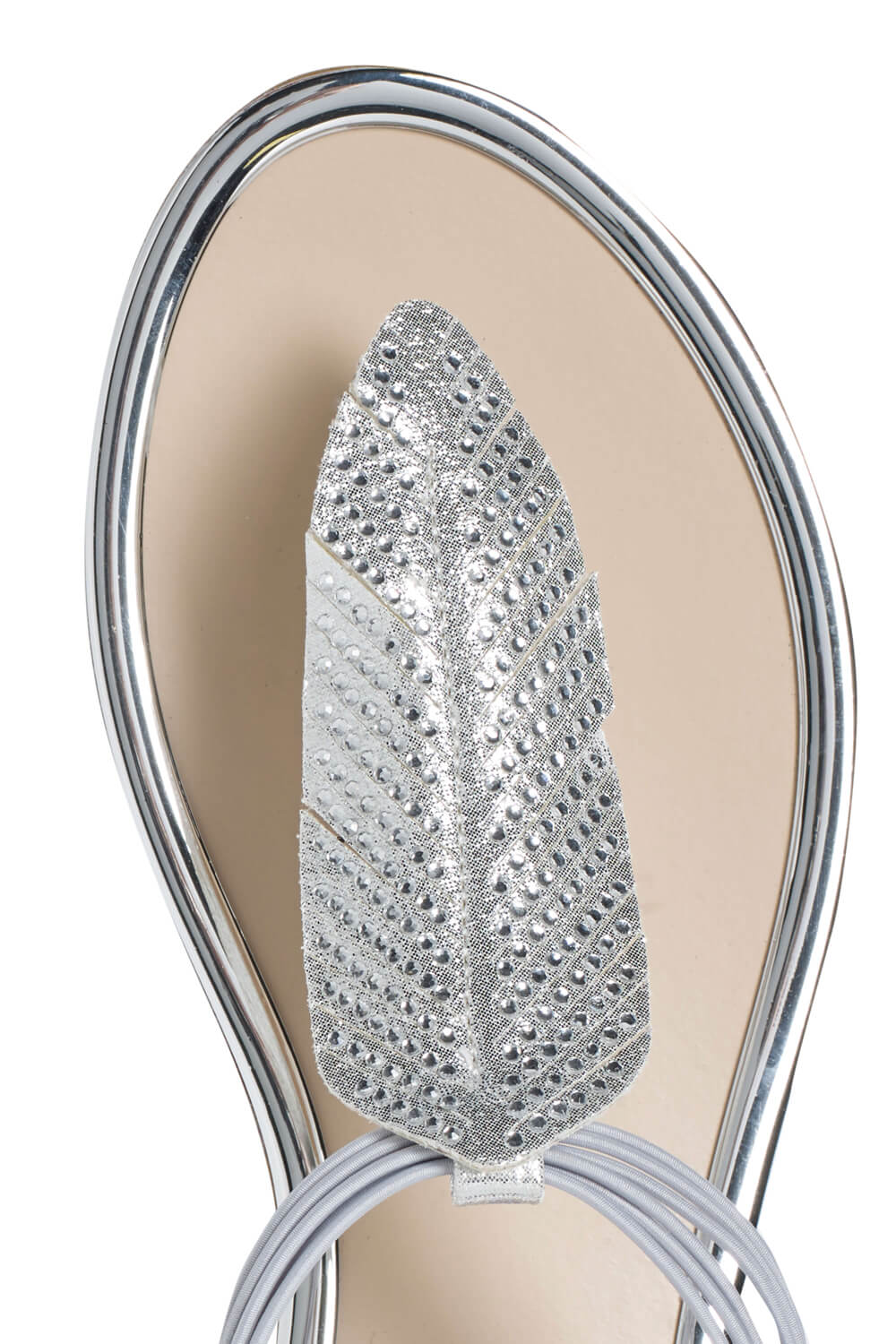 Silver Sparkle Leaf Thong Sandals, Image 6 of 5