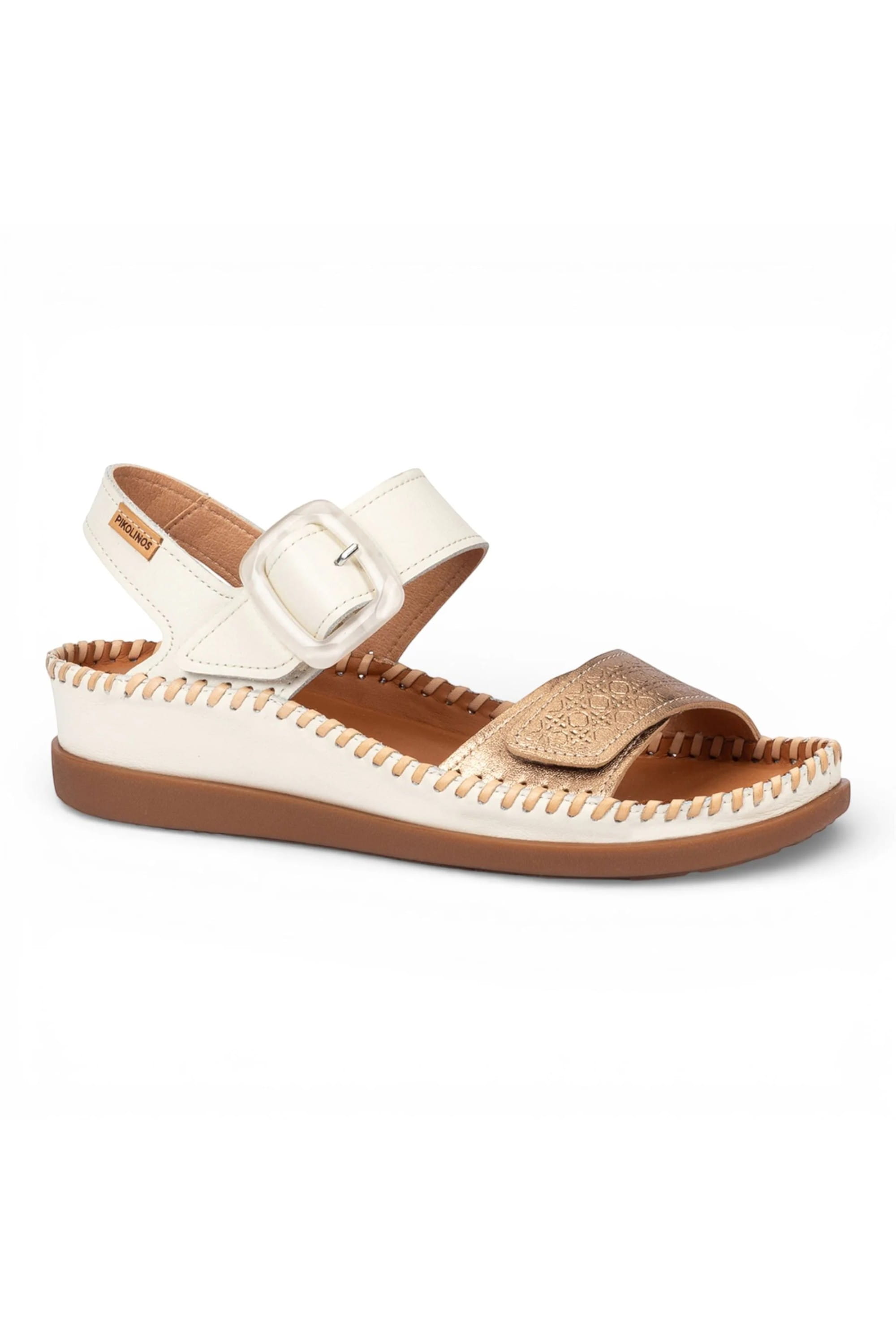 White Womens leather Summer Sandals-W8K-0555C1, Image 2 of 8
