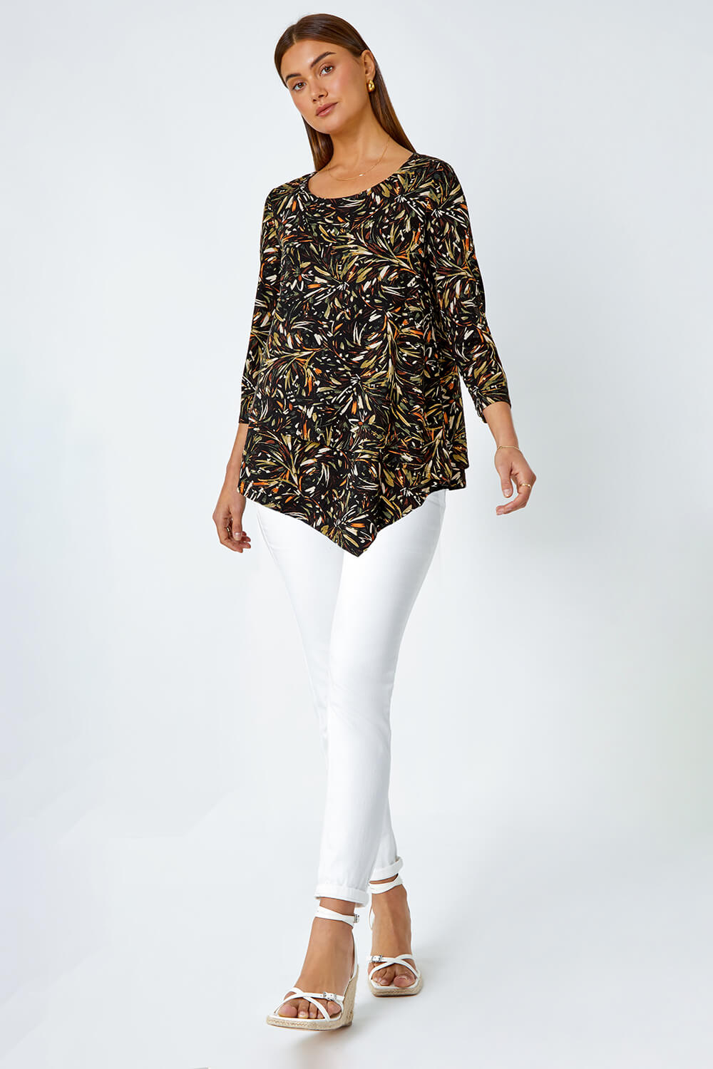 Natural Leaf Asymmetric Layer Stretch Top, Image 3 of 5