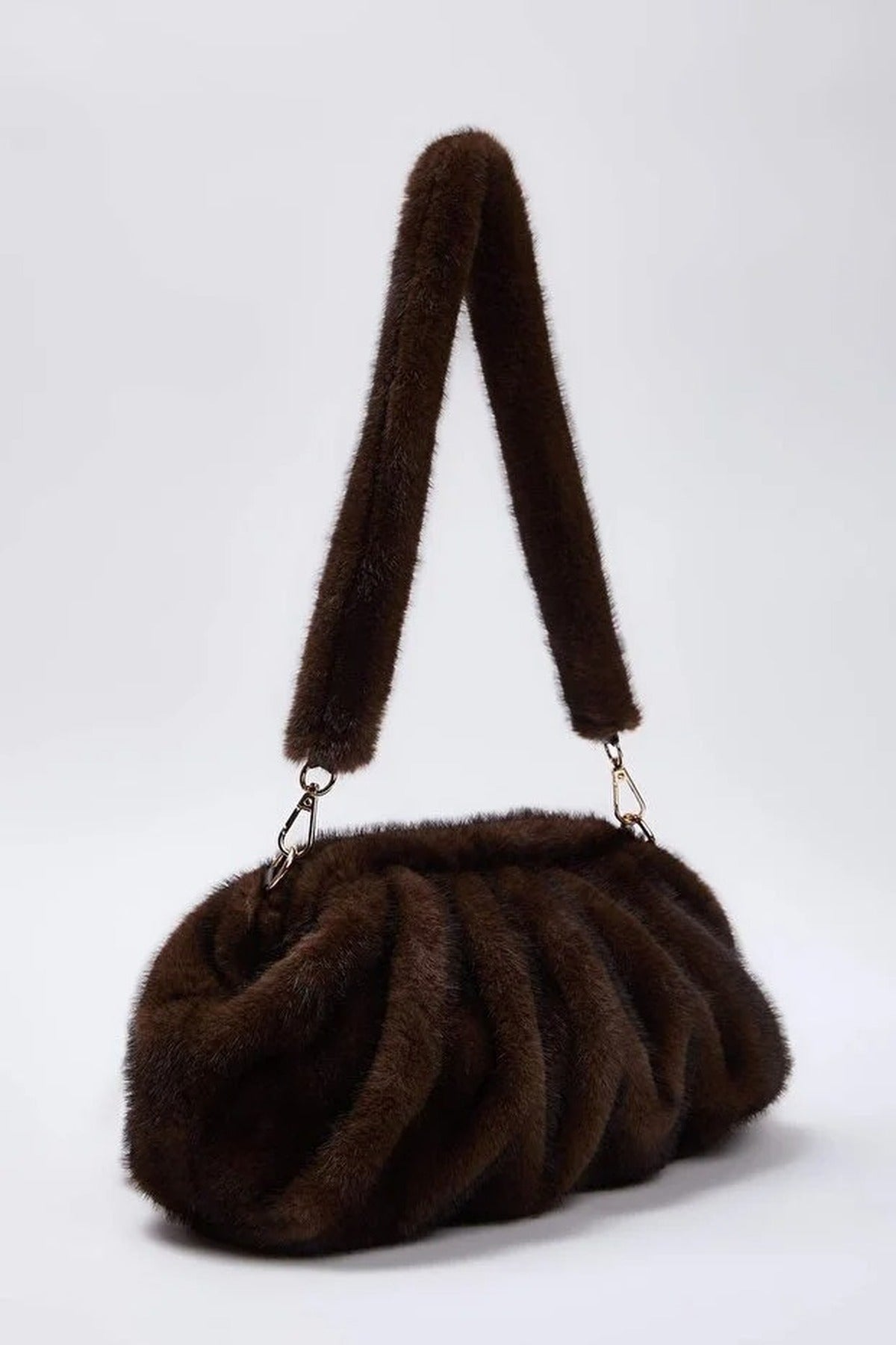 Brown Faux Fur Shoulder Bag for Women, Image 2 of 4