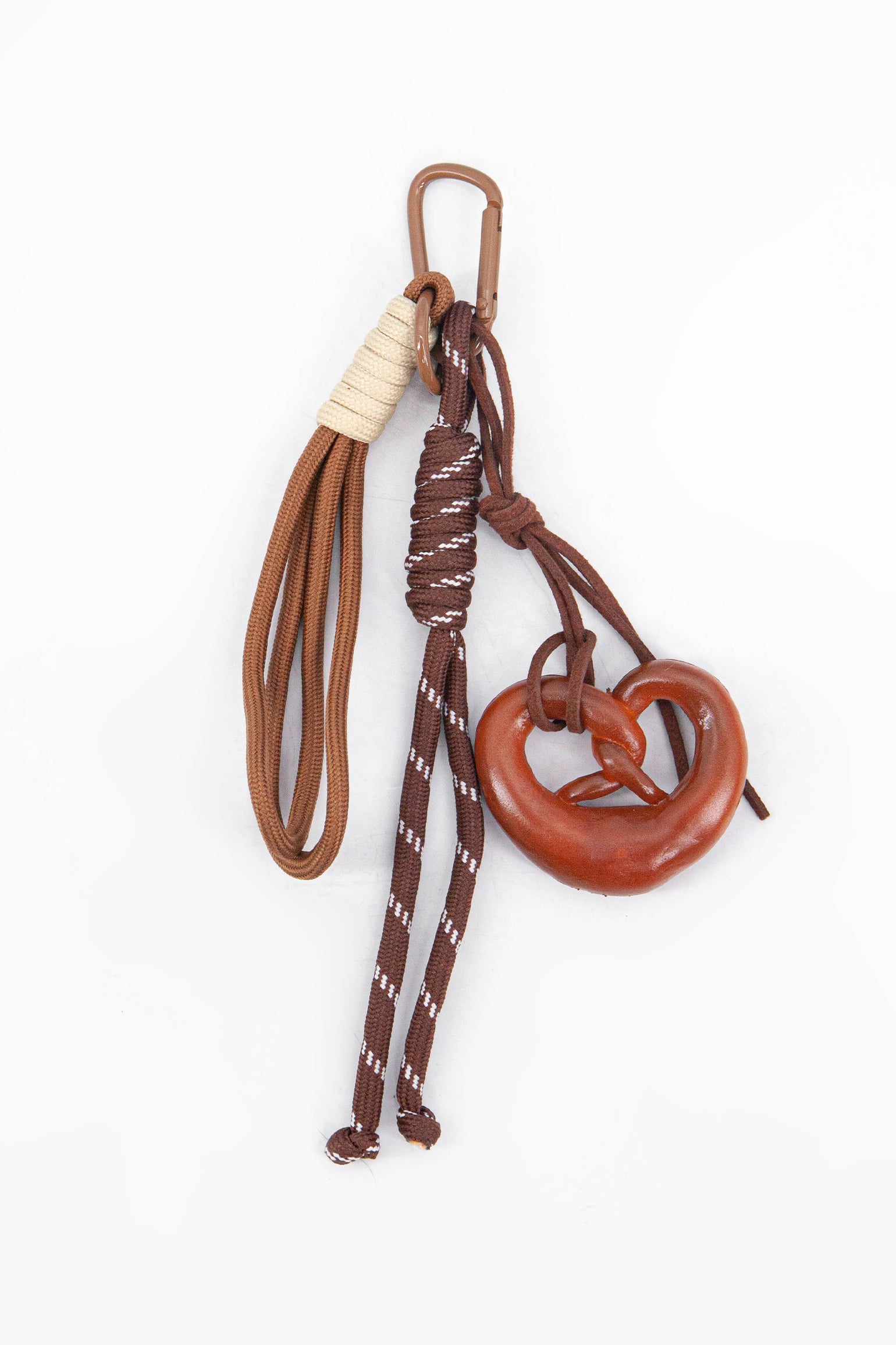 Brown Pretzel Clip On Bag Charm, Image 1 of 3