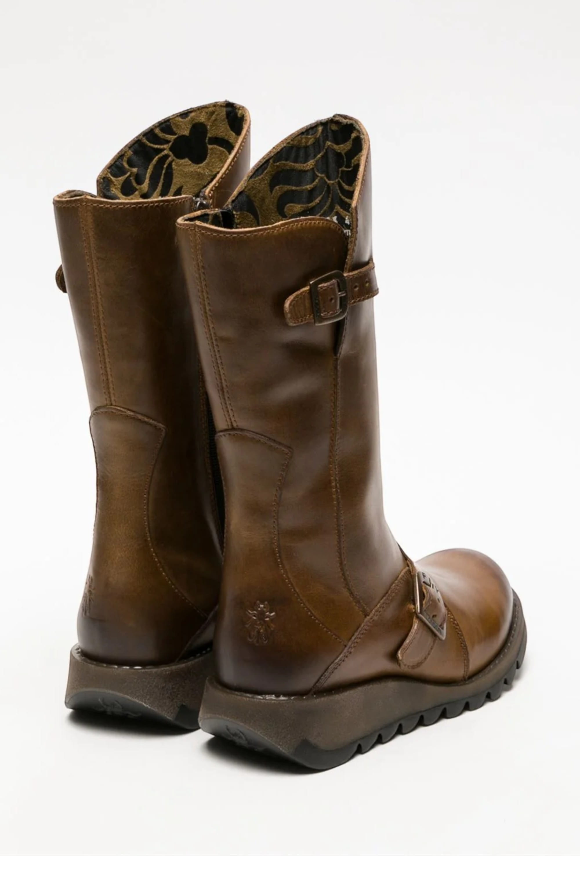 Brown Womens Mid-Calf Platform Boots-MES2913, Image 5 of 6
