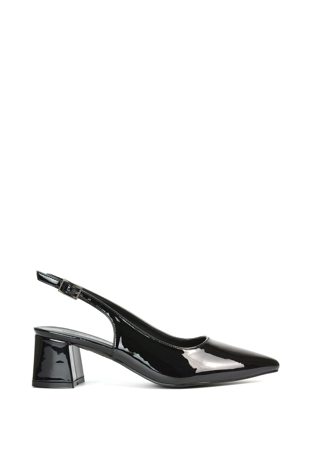 Black 'Devon' Court Shoe Block Heels With Slingback, Image 1 of 6