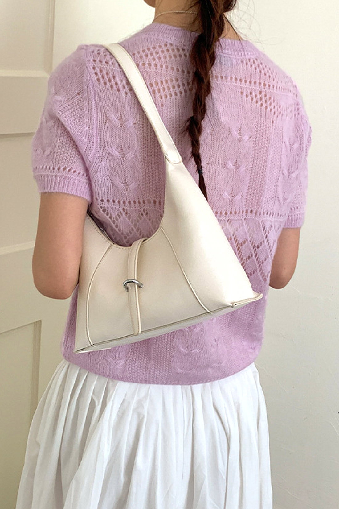 Beige Structured Shoulder Bag With Top Handle, Image 2 of 5