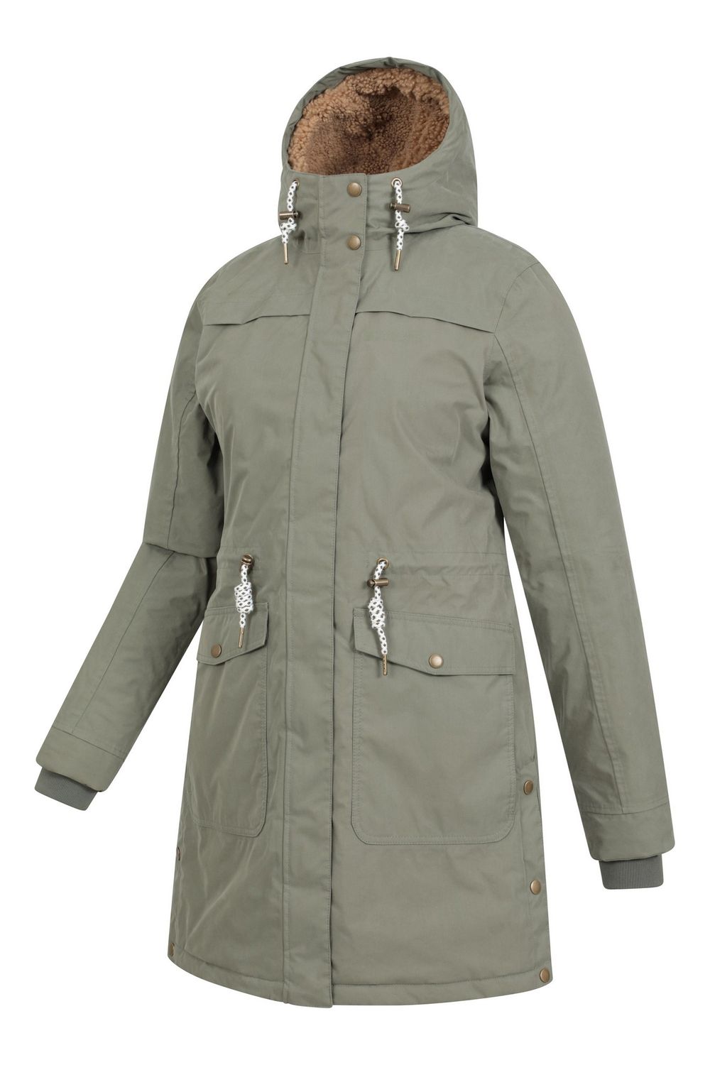 Khaki Acorn Waterproof Borg Lined Padded Parka, Image 3 of 4