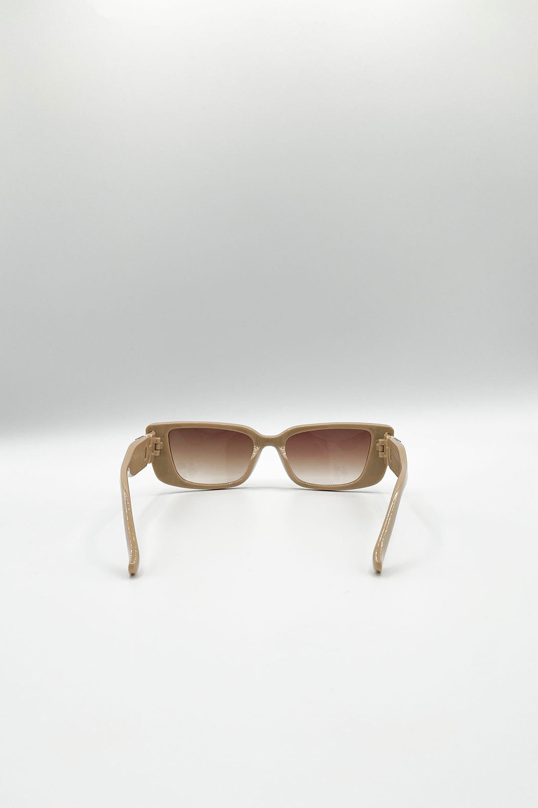 Khaki SVNX Khaki Rectangle Cateye Side Detail Sunglasses In Khaki, Image 4 of 5