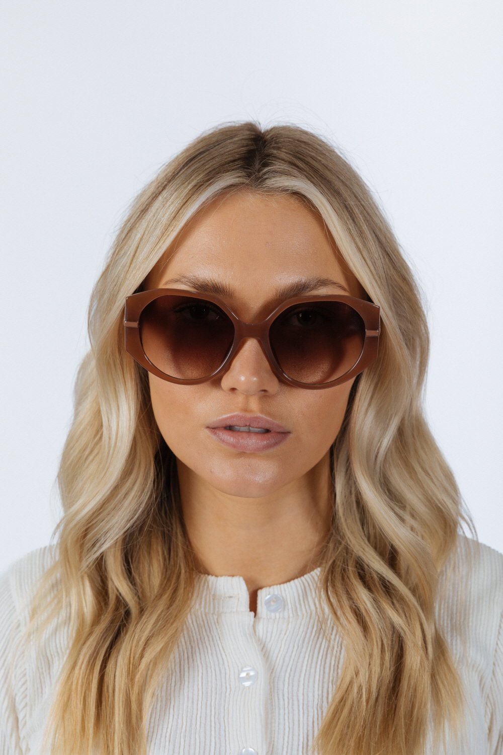 Brown Round Circle Sunglasses In Brown