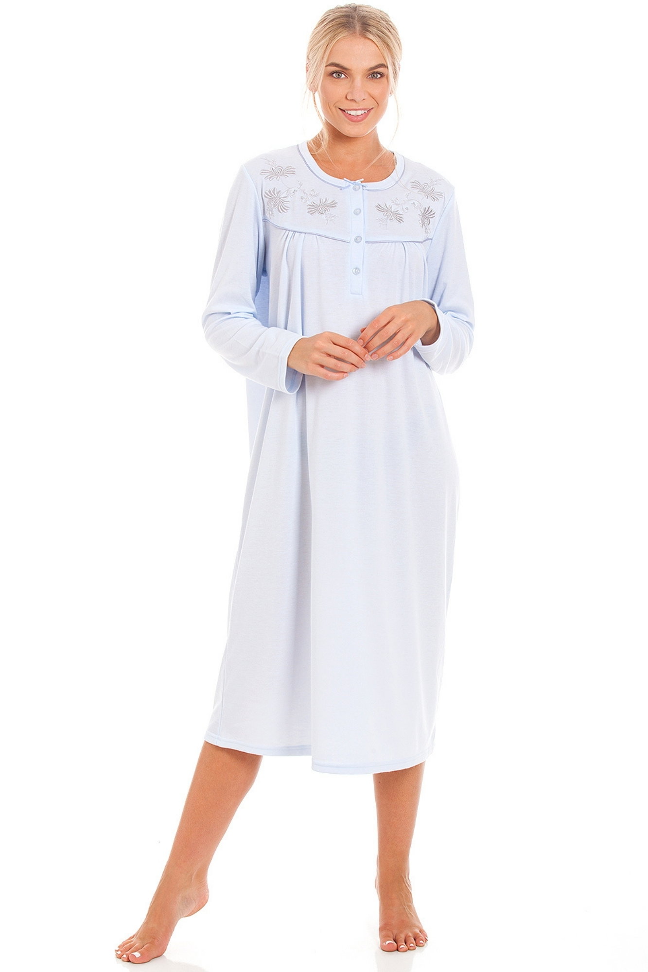 Blue Long Sleeve Cuddle Knit Nightdress, Image 1 of 6