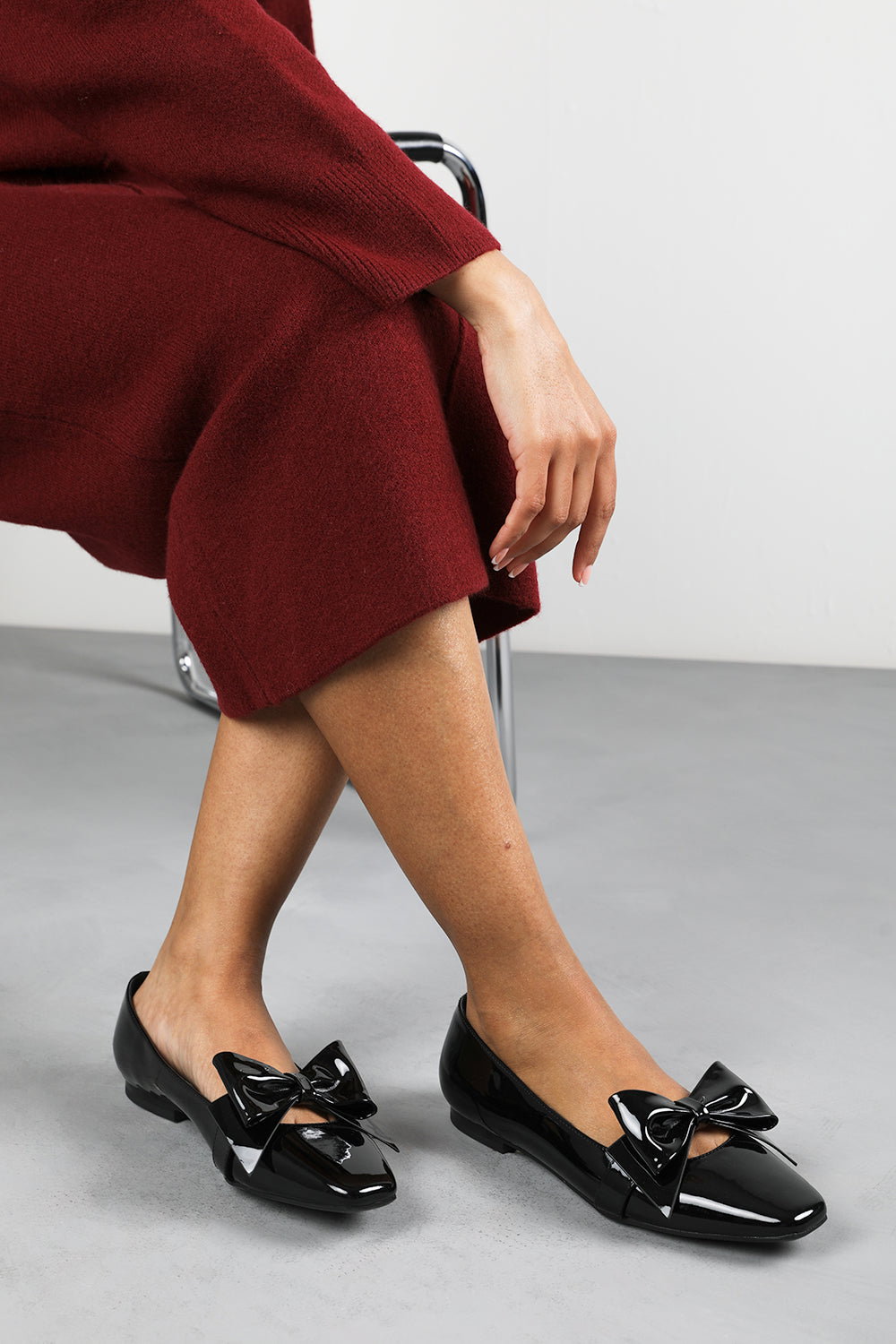 Black 'Kaitlyn' Square Toe Ballet Flats, Image 1 of 4