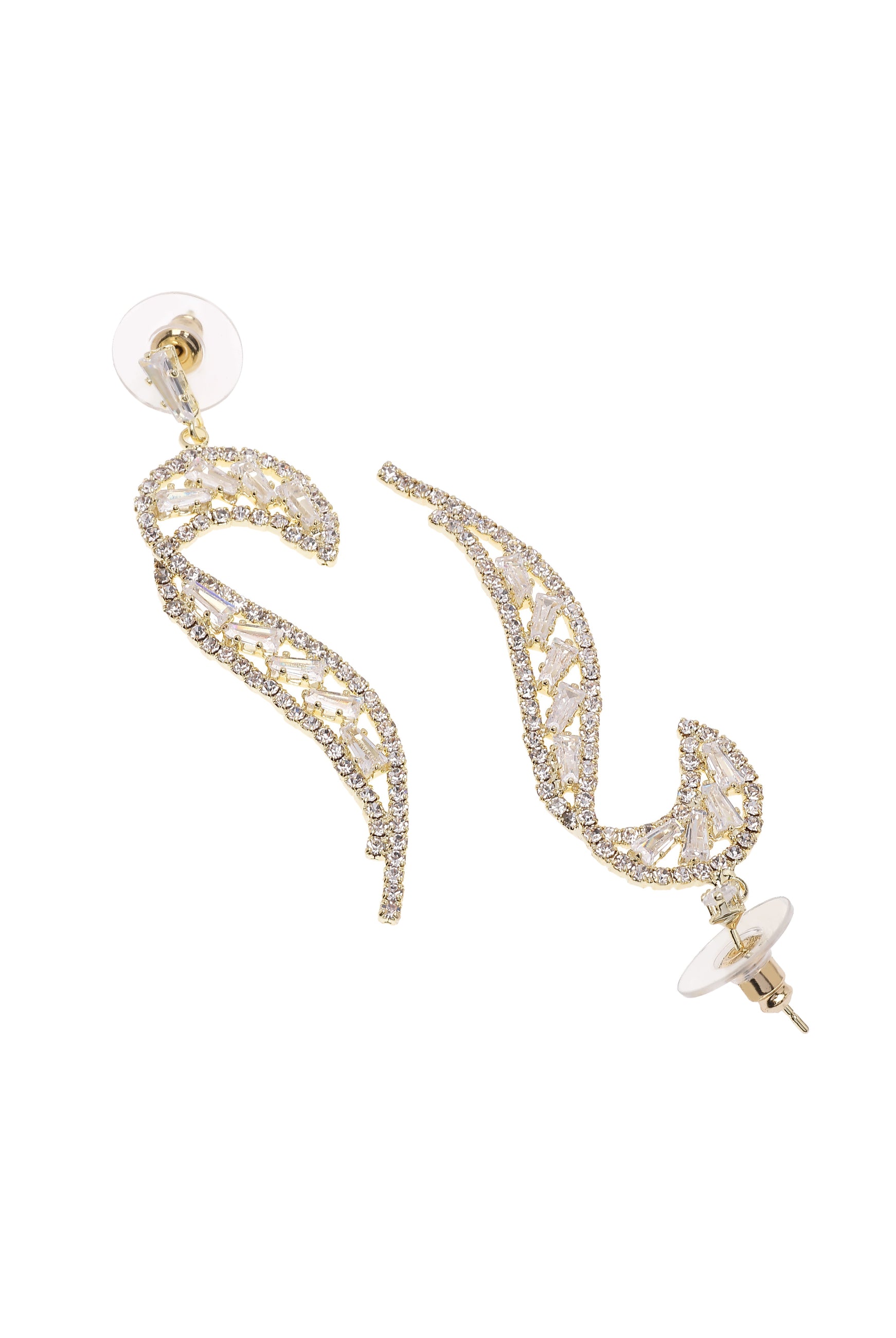 Gold Glittering Curve Earrings, Image 3 of 4