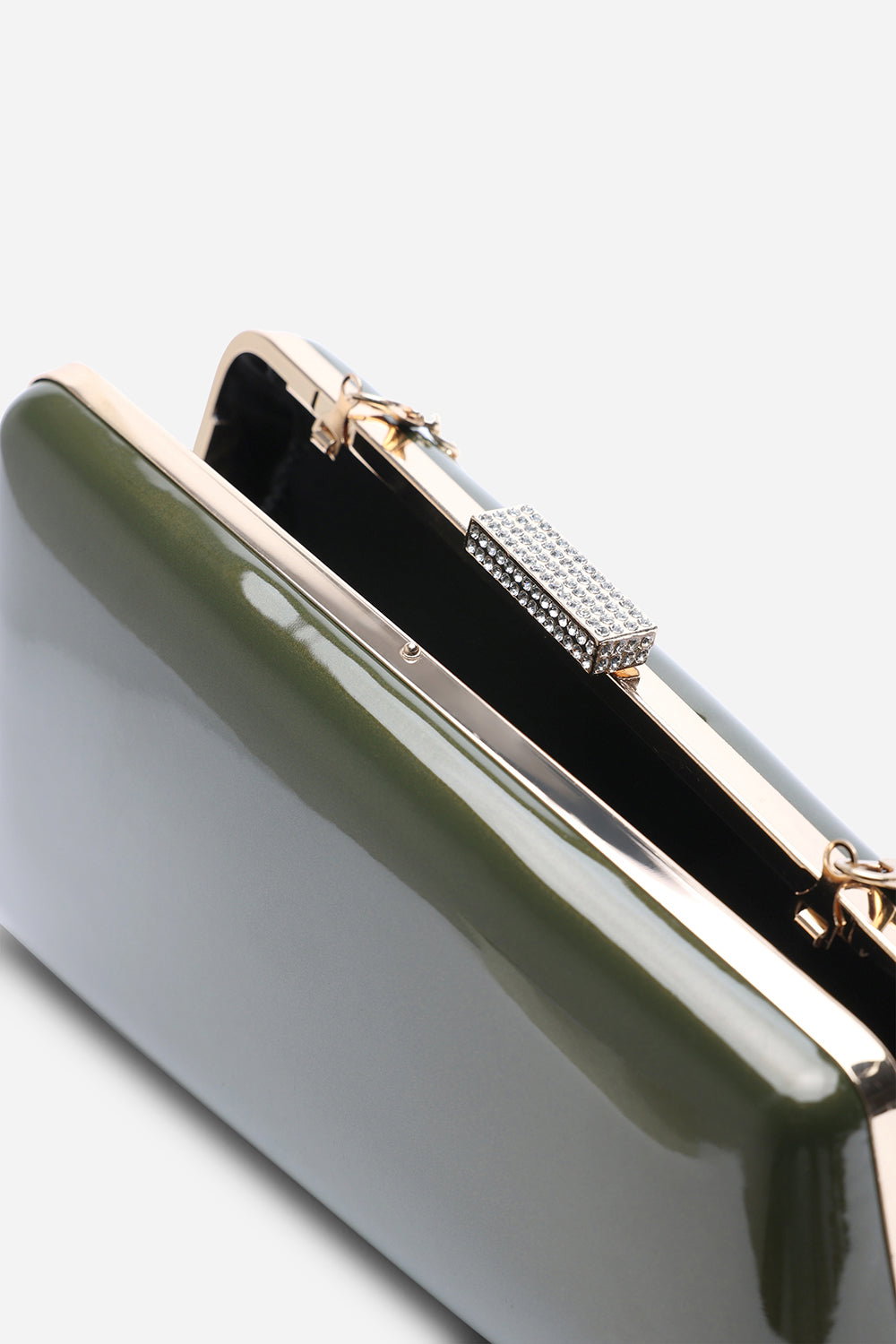 Green Lark Asymmetric Metallic Clutch Bag, Image 6 of 7