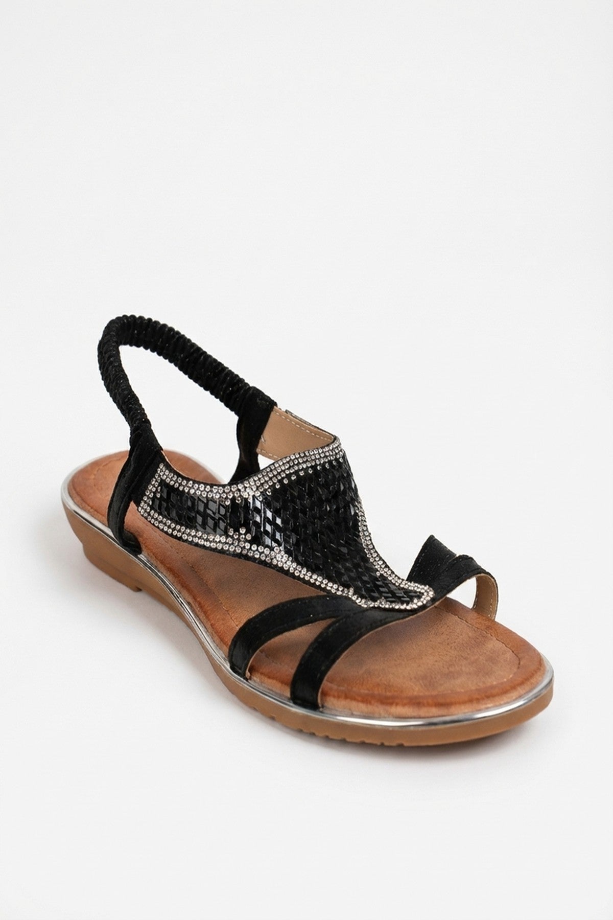Amelia Womens Rhinestone Strappy Flat Sandals, Image 7 of 8
