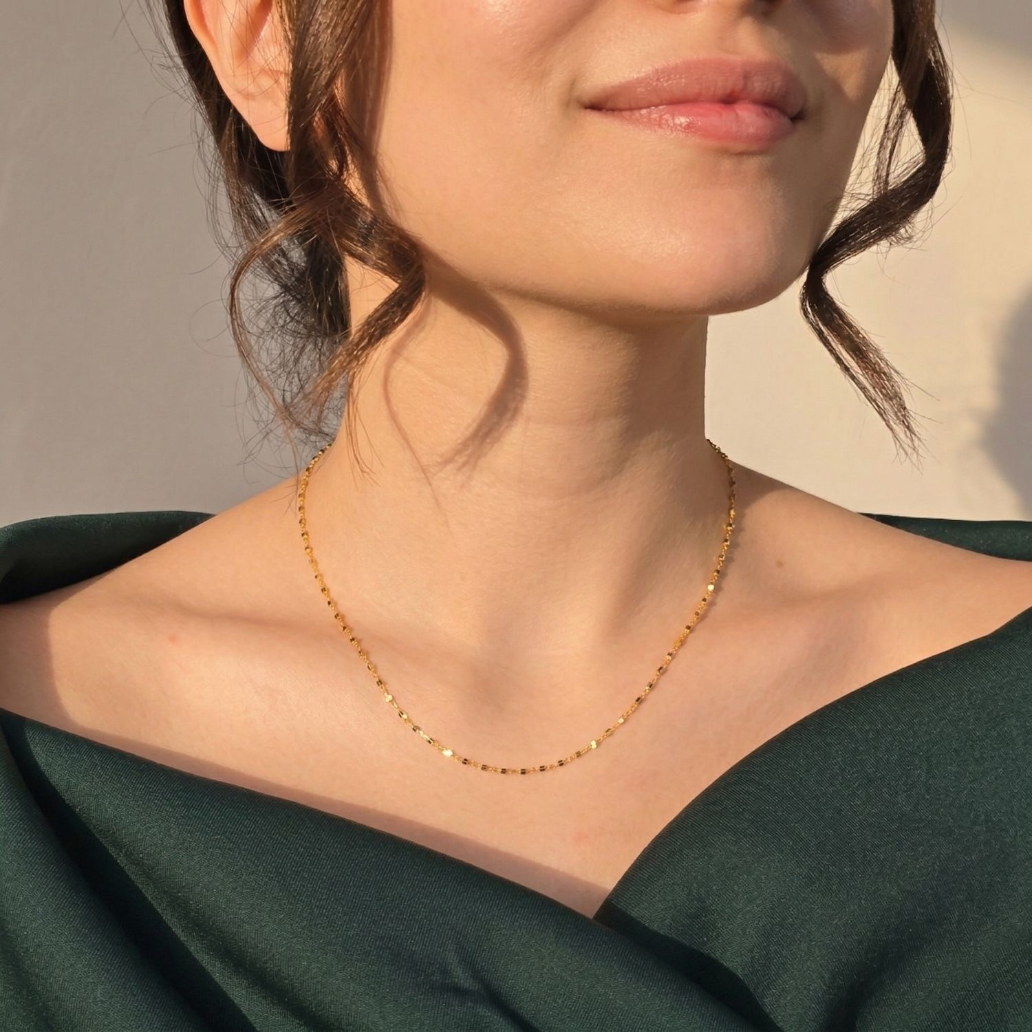Gold Dainty Glitter Shiny Sparkle Gold Plated Chain, Image 2 of 4