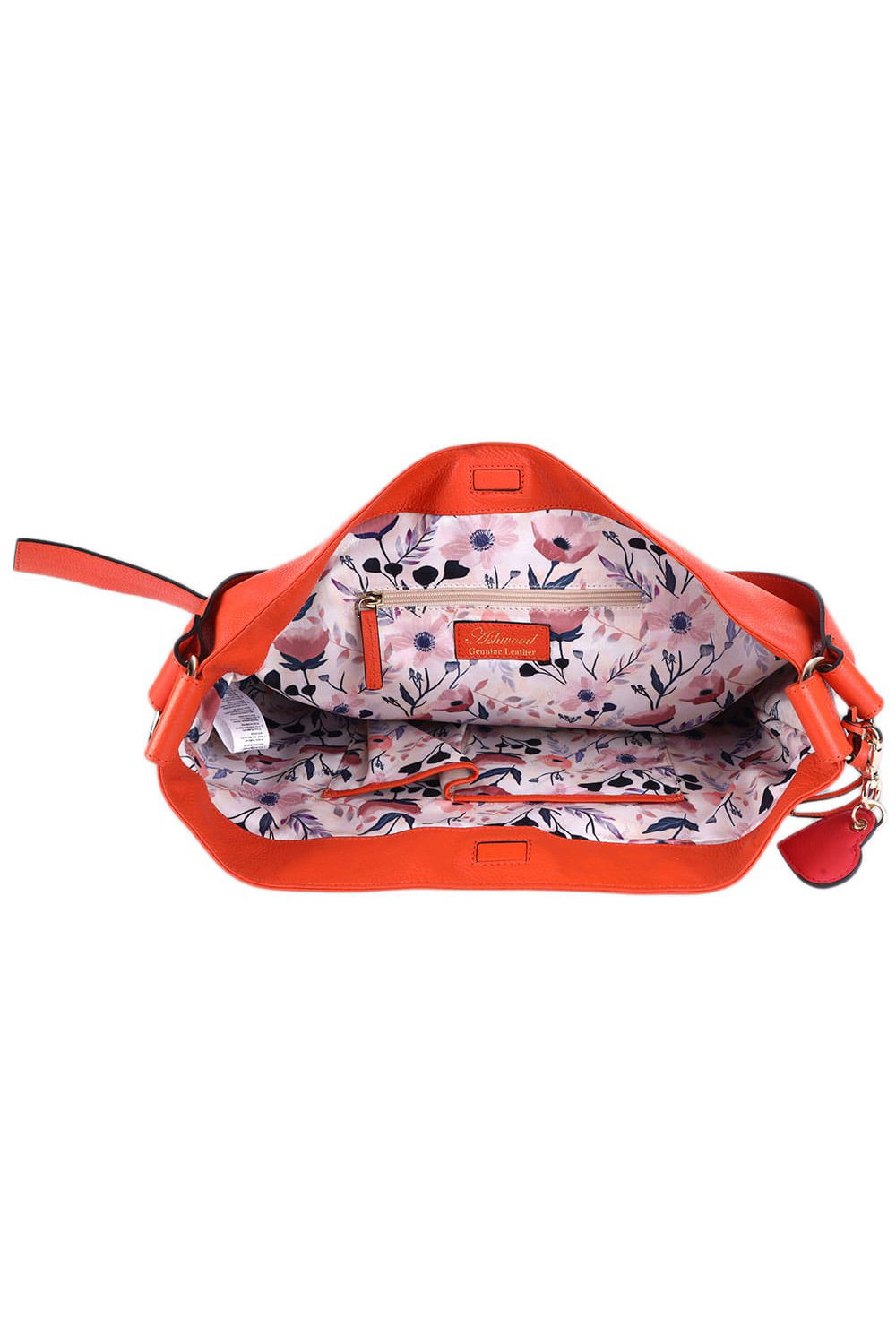 Orange 'Shanta' Long Handle Large Real Leather Tote Bag, Image 4 of 4
