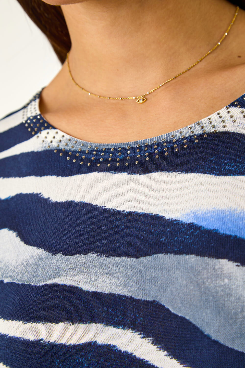 Blue Ombre Animal Print Knit Jumper , Image 6 of 5