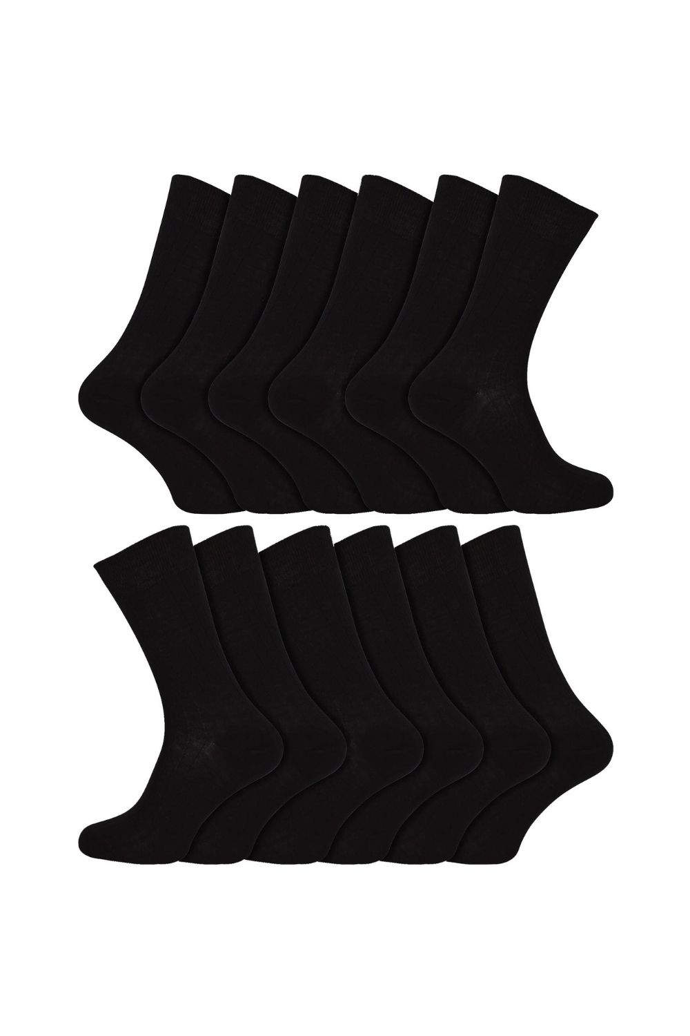 Black 12 Pair 100% Egyptian Cotton Ribbed Socks, Image 1 of 3