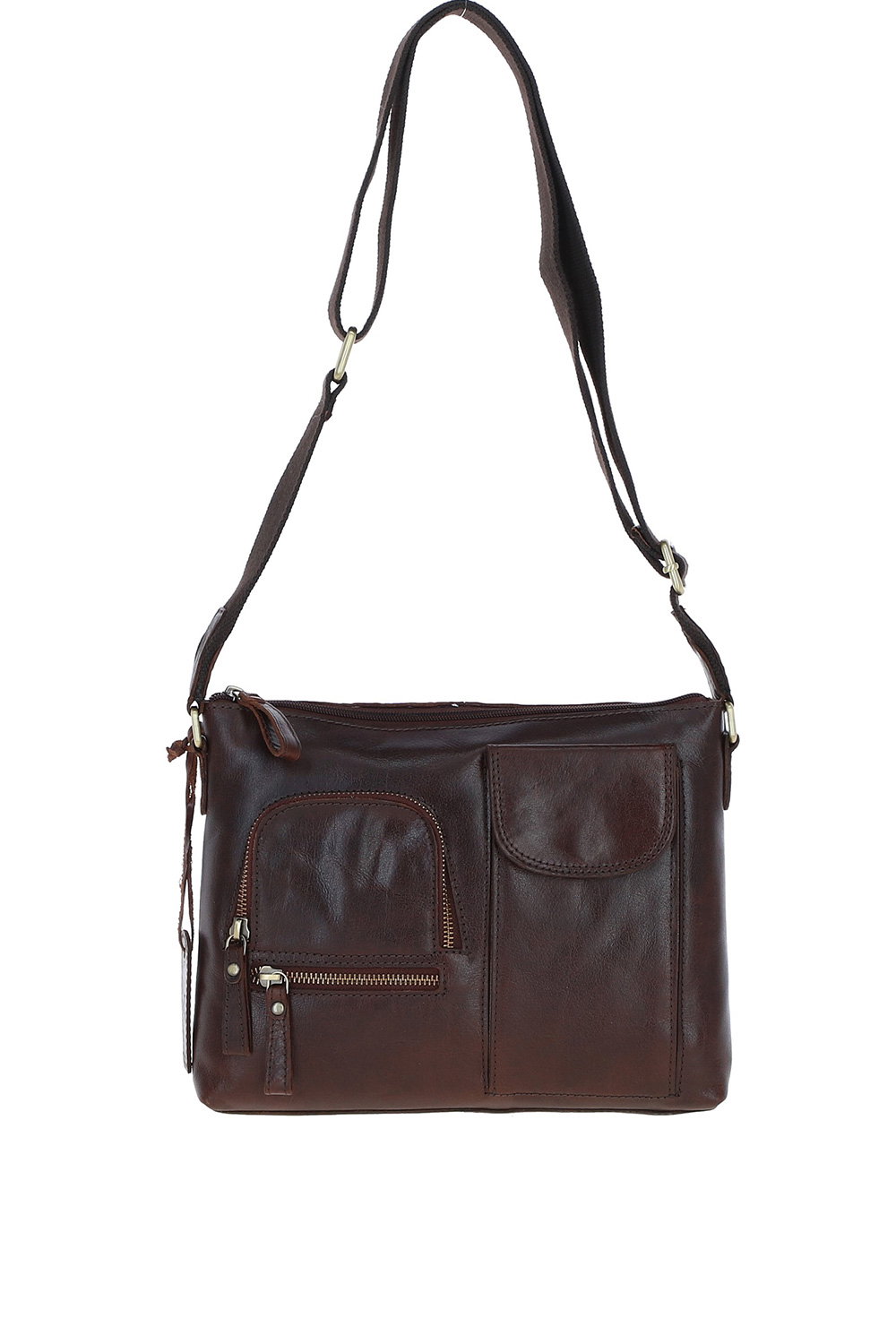 Dark Brown Exquisite Real Leather Cross Body Bag, Image 2 of 5
