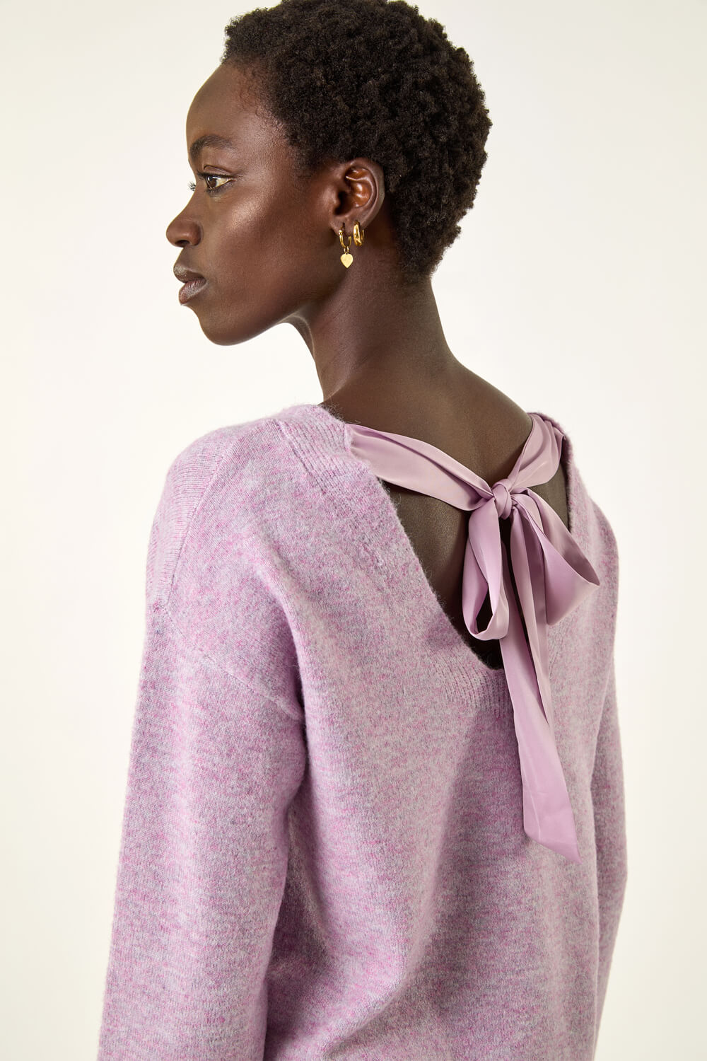 Lilac Ribbon Bow Tie Back Jumper, Image 5 of 5