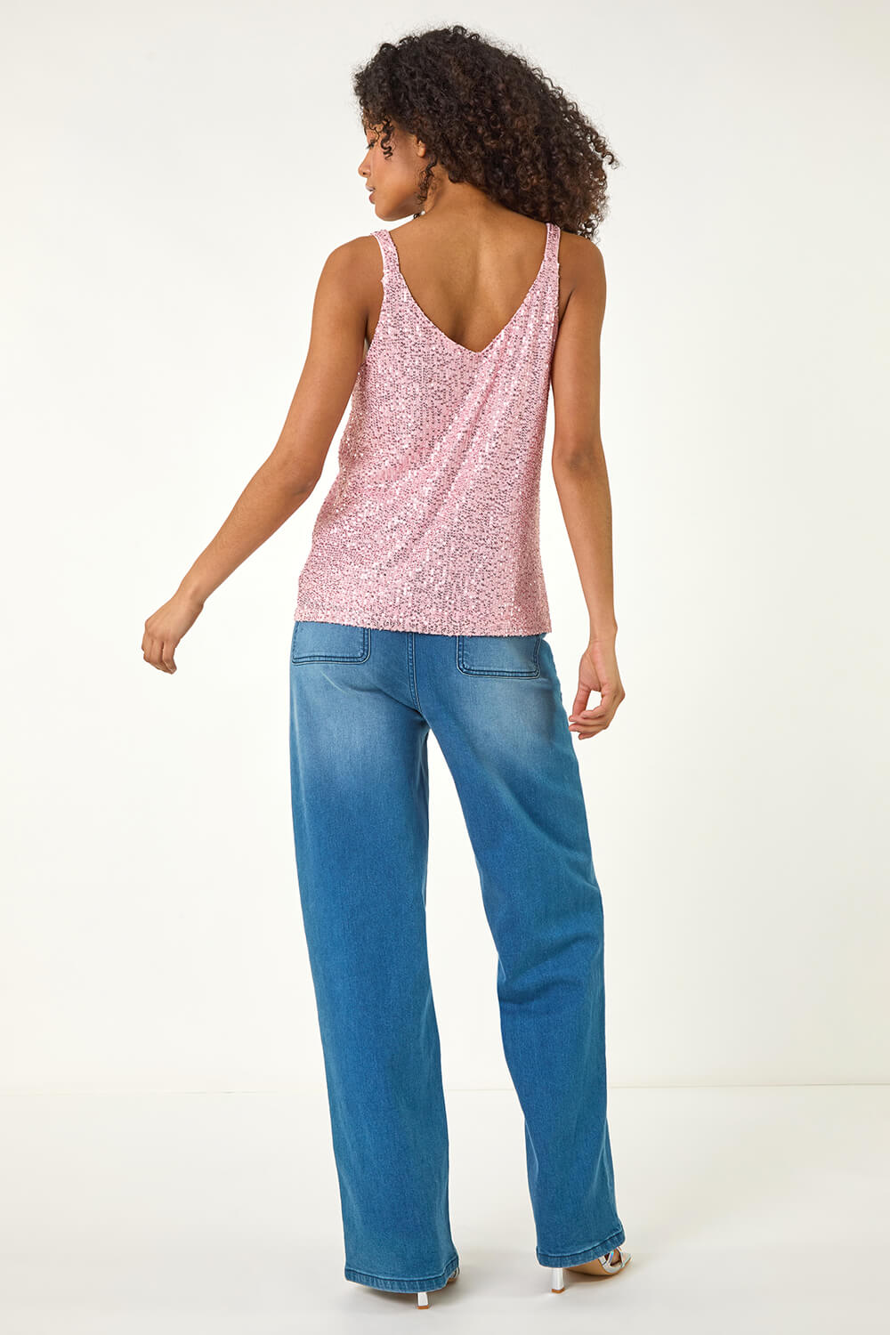 Vintage pink sequin cami top