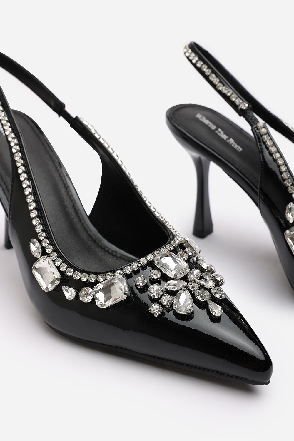 Black 'Karen' Patent Slingback Mid Heel, Image 5 of 6