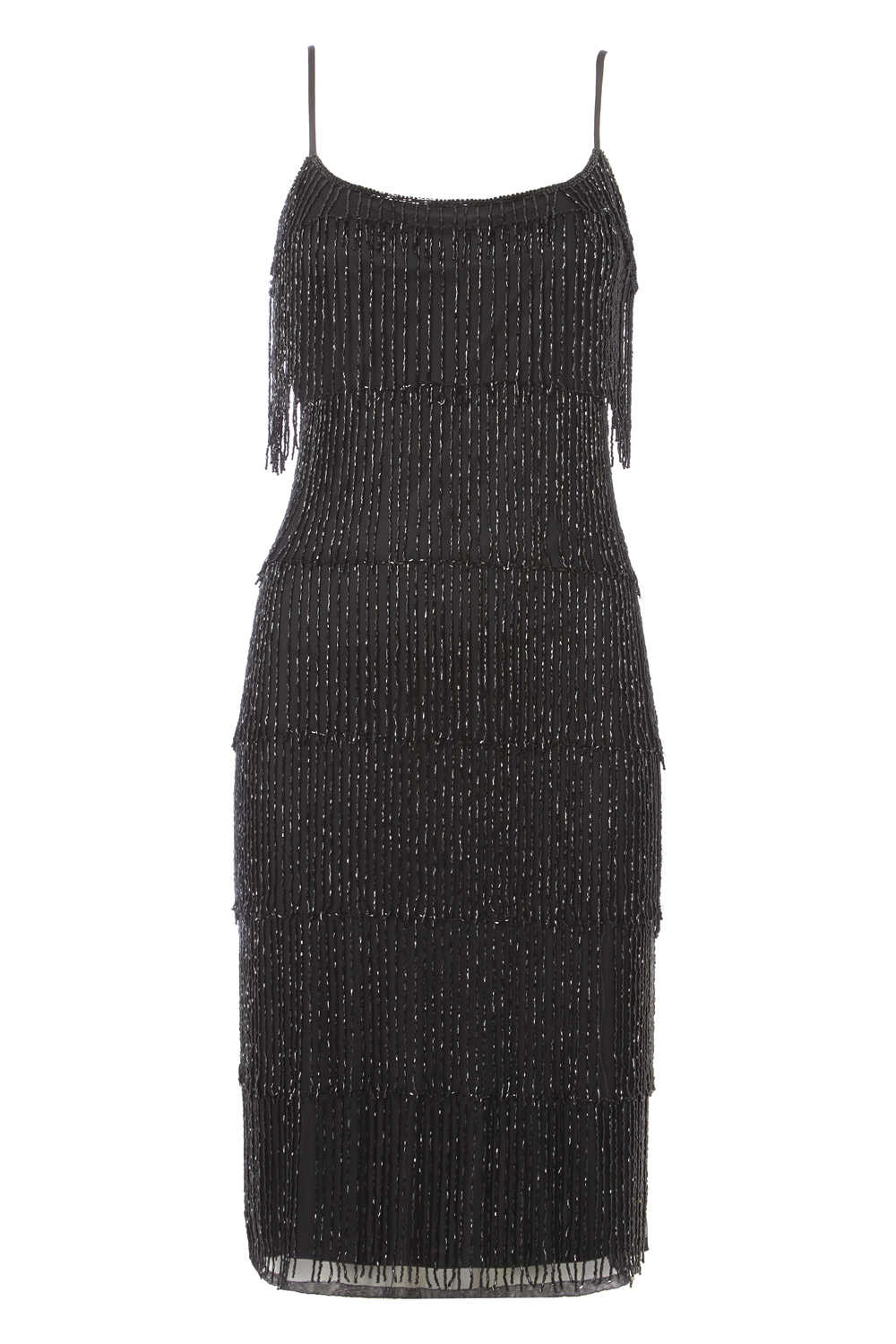 Black Dusk Fringe Beaded Flapper Dress, Image 4 of 5