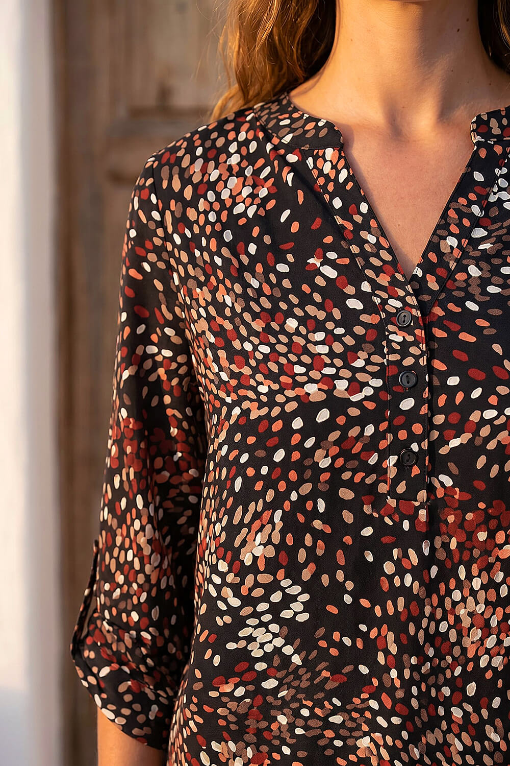 Copper Abstract Puff Print Shirt, Image 5 of 4