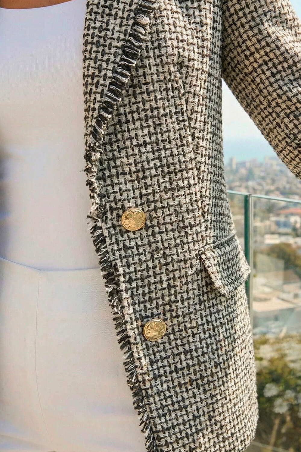 Black Boucle Frayed Edge Jacket , Image 5 of 4