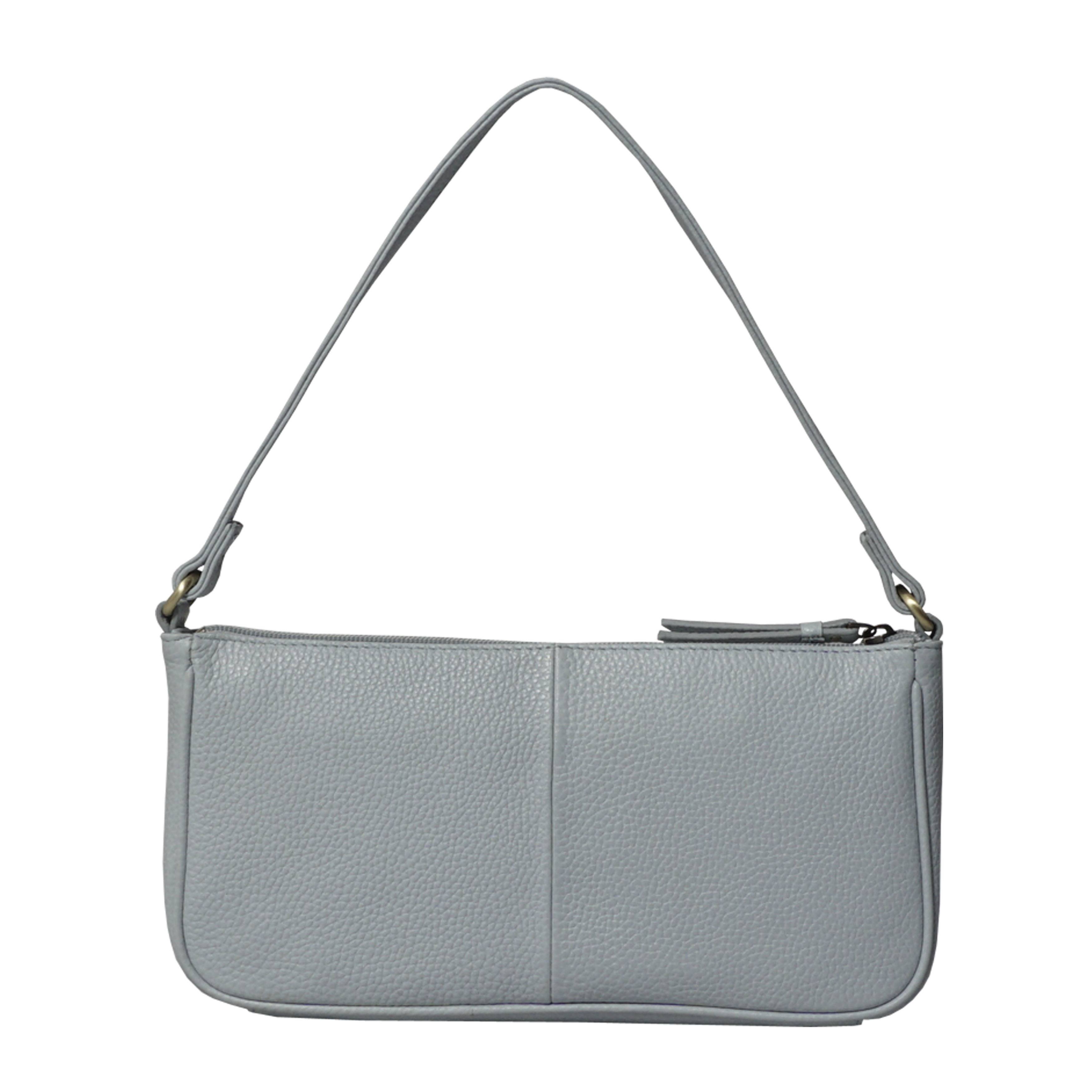Light Blue 'ZERA' Real Leather Baguette Shoulder Bag, Image 4 of 6