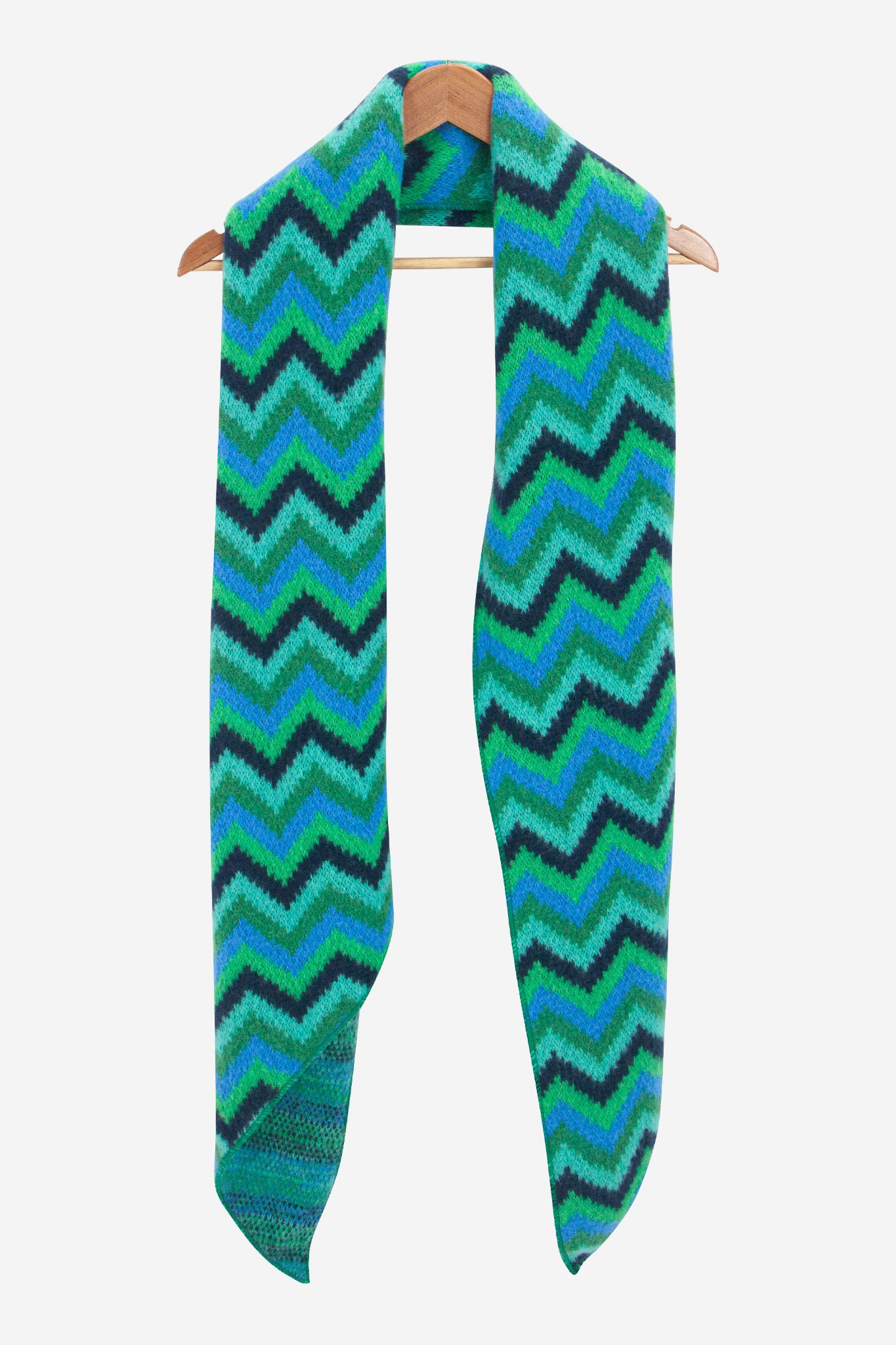 Green Zig Zag Stripe Winter Scarf, Image 2 of 5