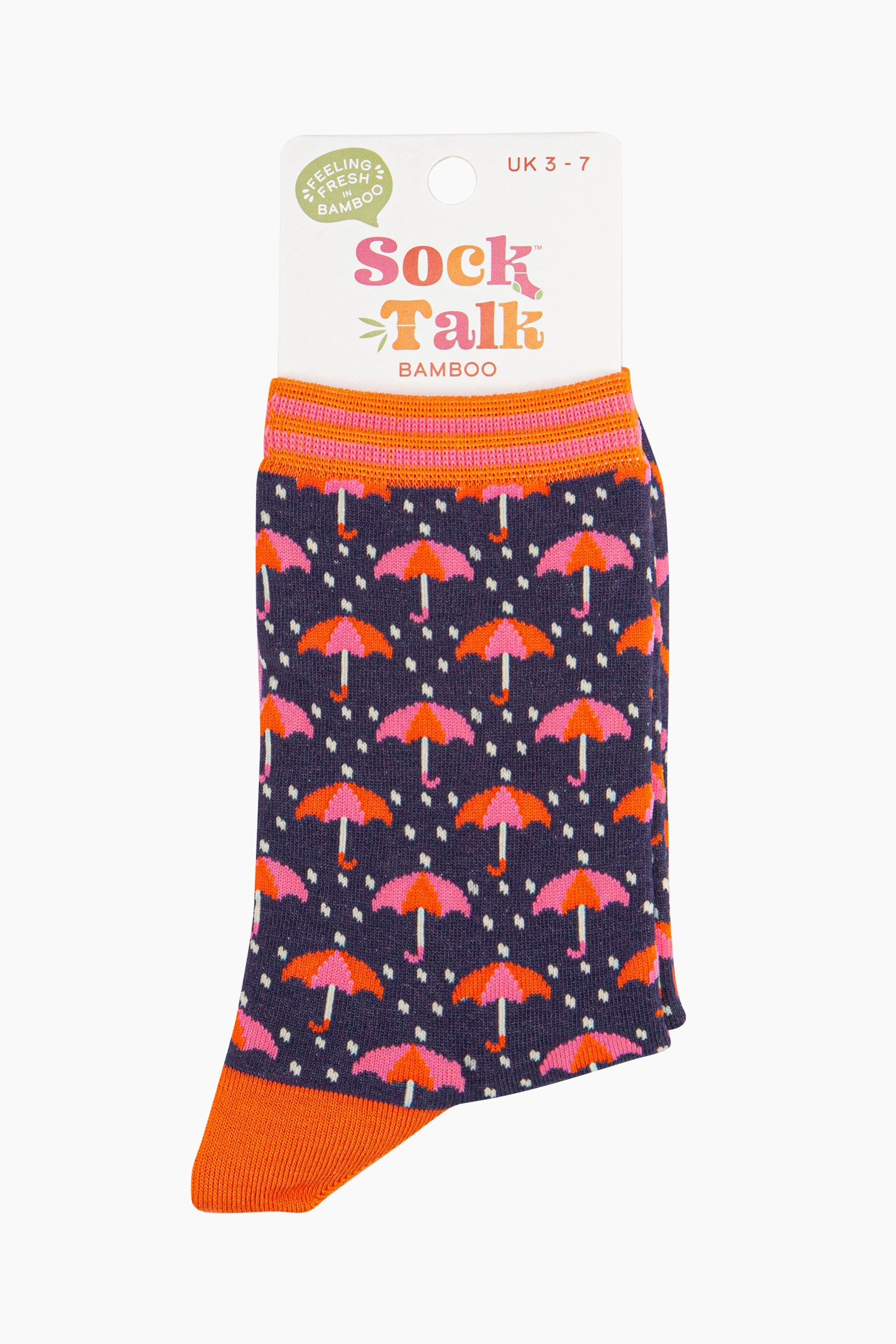 Navy Blue Rainy Day Umbrellas Bamboo Socks, Image 4 of 4